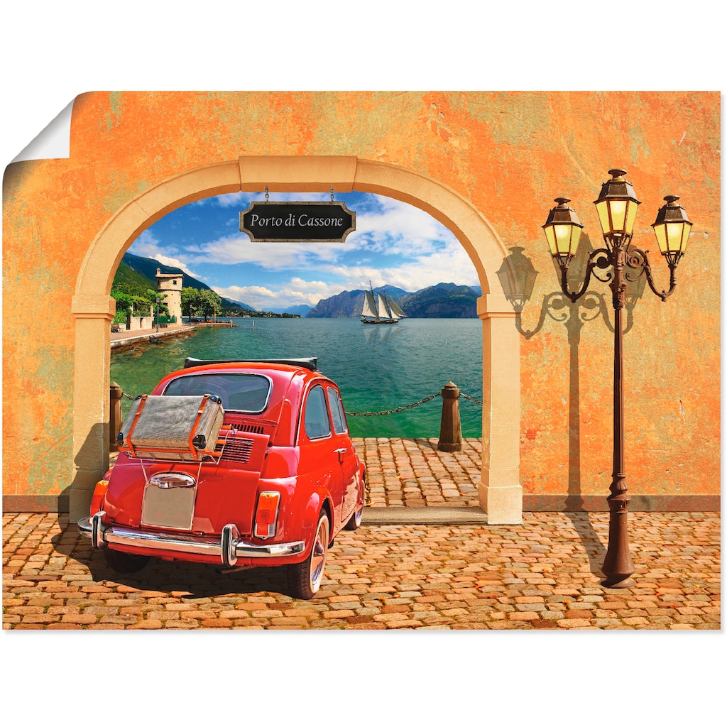 Artland Wandbild »Kleiner italienischer Hafen«, Auto, (1 St.), als Leinwandbild, Poster in verschied. Grössen