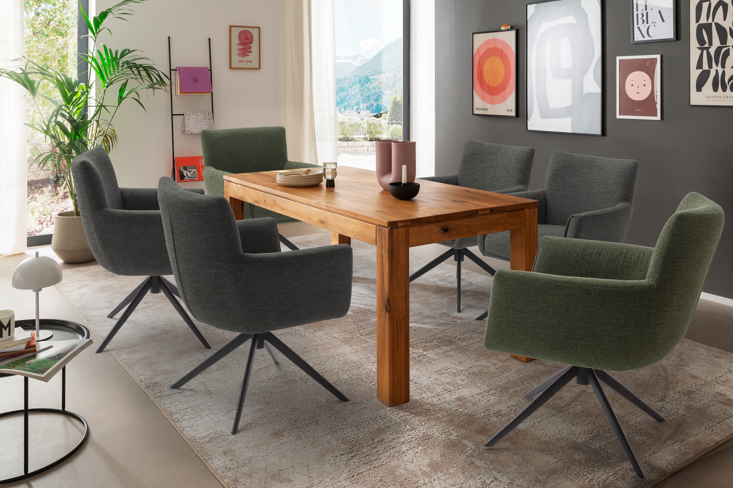 MCA furniture 4-Fussstuhl »WILSON Esszimmerstuhl, Armlehnstuhl, Polsterstuhl, modern«, (Set), 1 St., Flachgewebe, Stuhl, Armlehnenstuhl, drehbar, Taschenfederkern, belastbar 160 kg,XXL