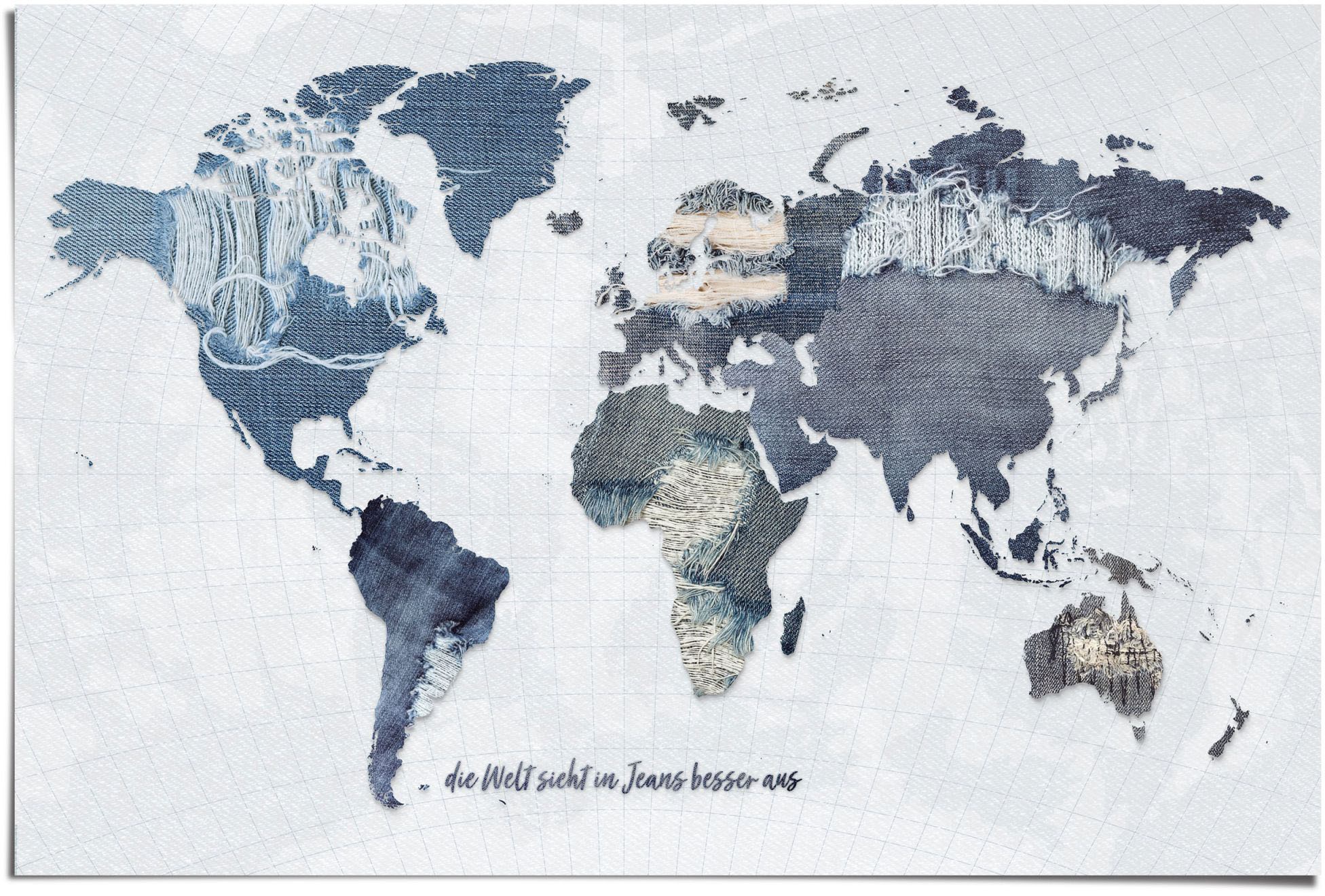 Image of Reinders! Poster »Weltkarte Besser in Jeans«, (1 St.) bei Ackermann Versand Schweiz