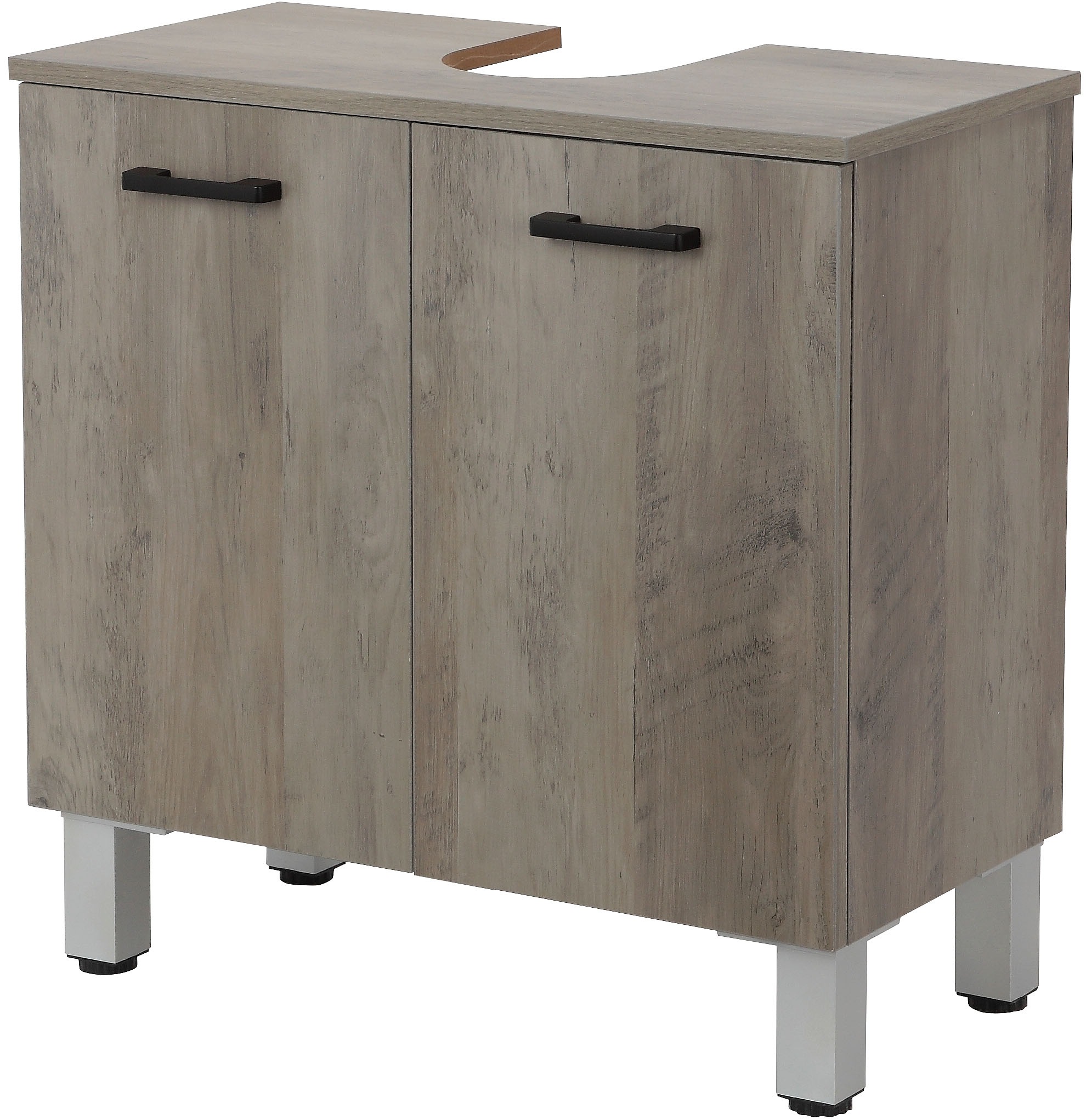 Image of welltime Waschbeckenunterschrank "Florenz,Breite 60cm, 2 Tür, 2 Fächer, mit Siphonausschnitt, MDF-Front" in verschiedenen Farben erhältlich, Badmöbel, Badschrank, Kommode, Bad