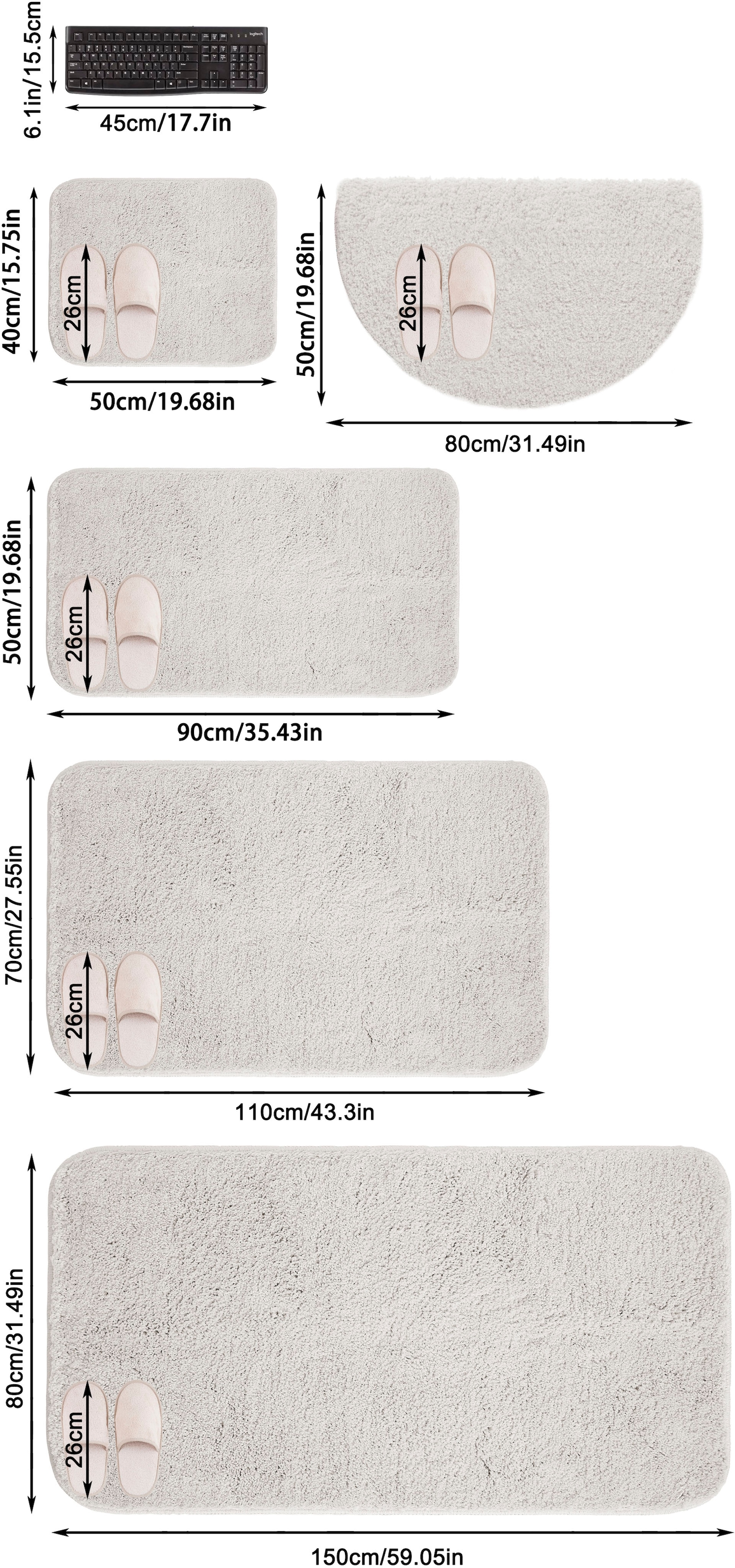GOODproduct Badematte »Inga, Badezimmer Teppich, Badvorleger« Höhe 20 mm rutschhemmend beschichtet fussbodenheizungsgeeignet | schnell trocknend | strapazierfähig Badteppich, unifarben, weich, als halbrund und rechteckig erhältlich