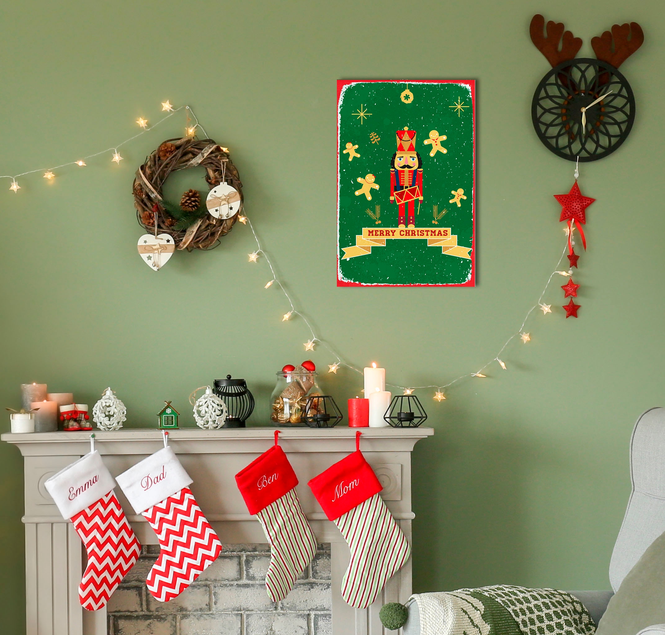 Image of queence Metallbild "Nutcracker" Schneeflocken Weihnachten 1 Stk. tlg. Stahlschilder