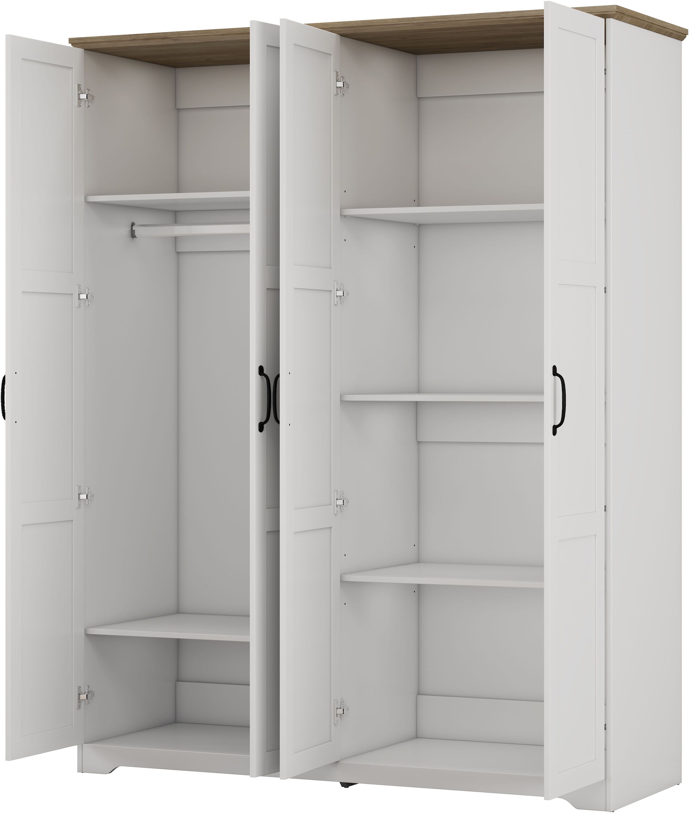 GOODproduct Kleiderschrank »Emmilia Schrank Schlafzimmerschrank im Landhaus Design« Mit vielen Einlegeböden und Softclose Türen,  Landhaus Schrank mit  4 Türen Breite 151,1cm Höhe 2m