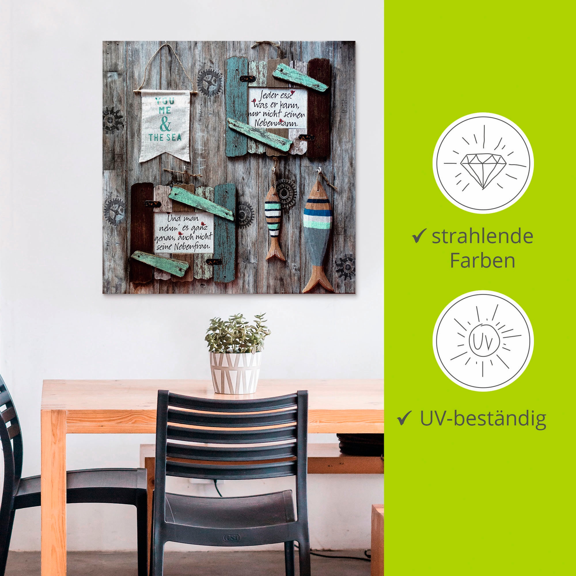 Artland Alu-Dibond-Druck »Du ich und der See«, Fisch & Meeresfrüchte, (1 St.), für Innen- und Aussenbereich geeignet, Outdoorbild