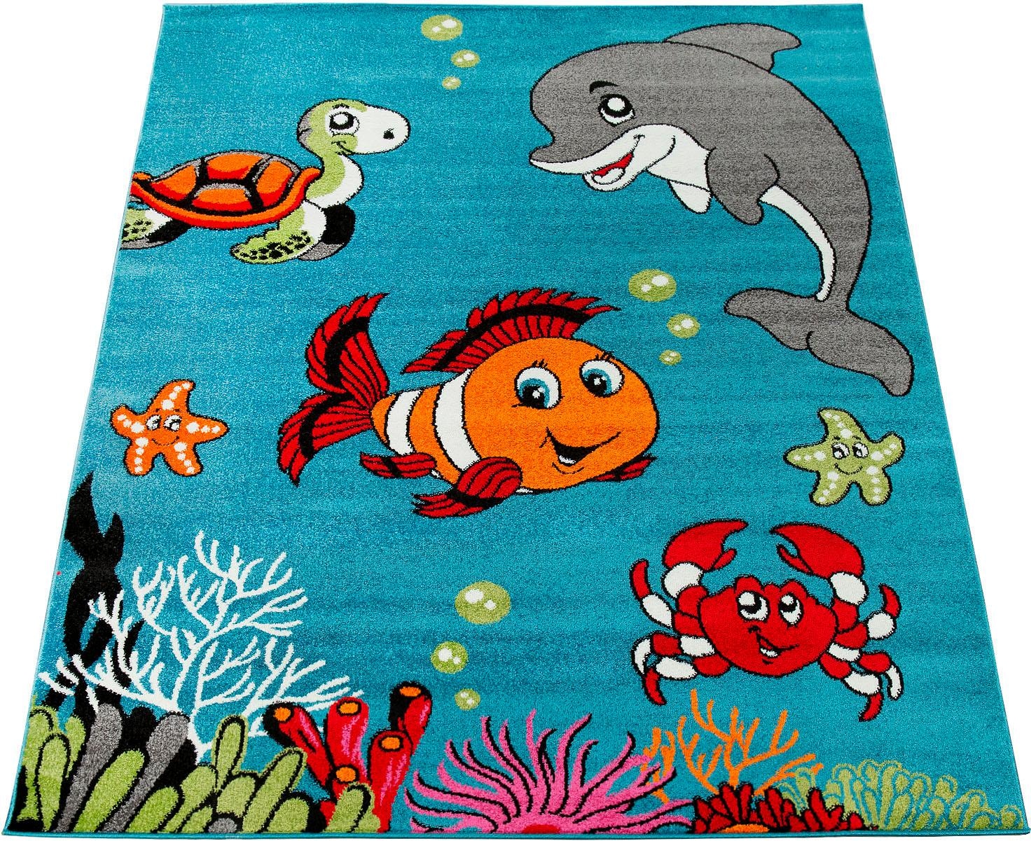 Image of Paco Home Kinderteppich »ECE 950«, rechteckig, 14 mm Höhe, Kurzflor, Motiv Meerestiere, Kinderzimmer bei Ackermann Versand Schweiz