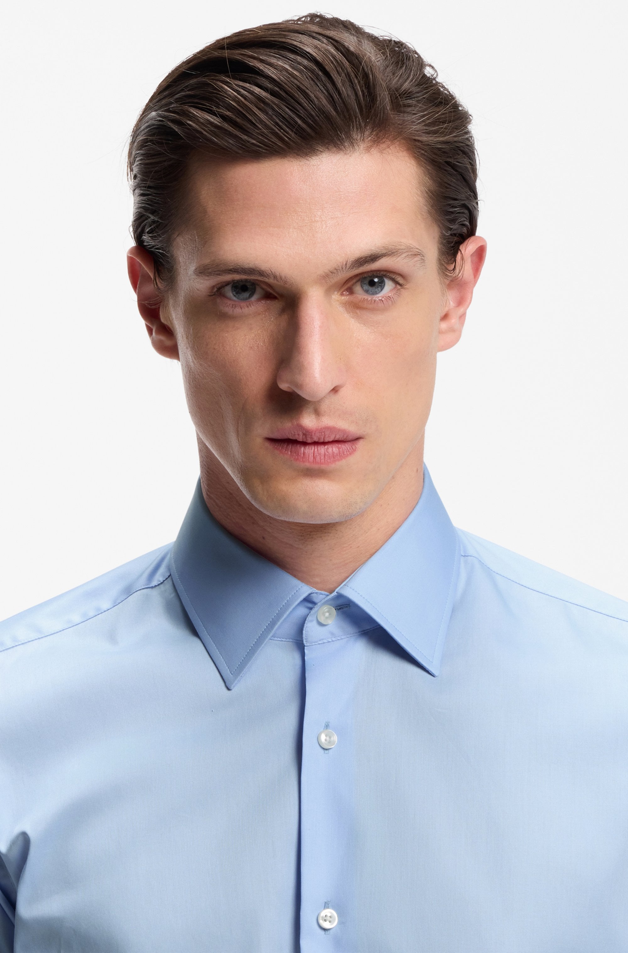 BOSS Chemise d'affaires Col Kent, coupe régulière, coton facile à repasser