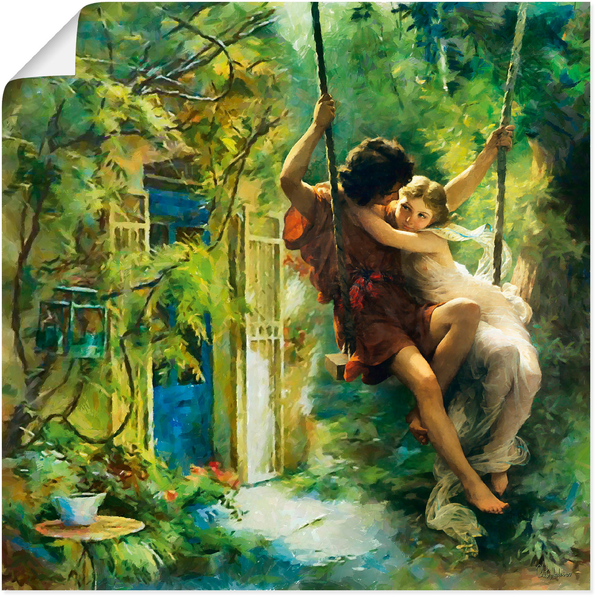 Image of Artland Wandbild »Paar auf einer Schaukel«, Bilder von Liebespaaren, (1 St.), in vielen Grössen & Produktarten - Alubild / Outdoorbild für den Aussenbereich, Leinwandbild, Poster, Wandaufkleber / Wandtattoo auch für Badezimmer geeignet bei Ackermann Versa