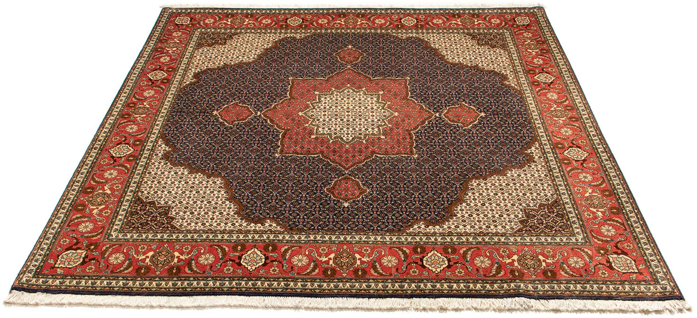 Image of morgenland Orientteppich »Perser - Täbriz quadratisch - 201 x 195 cm - dunkelblau«, quadratisch, 10 mm Höhe, Wohnzimmer, Handgeknüpft, Einzelstück mit Zertifikat bei Ackermann Versand Schweiz