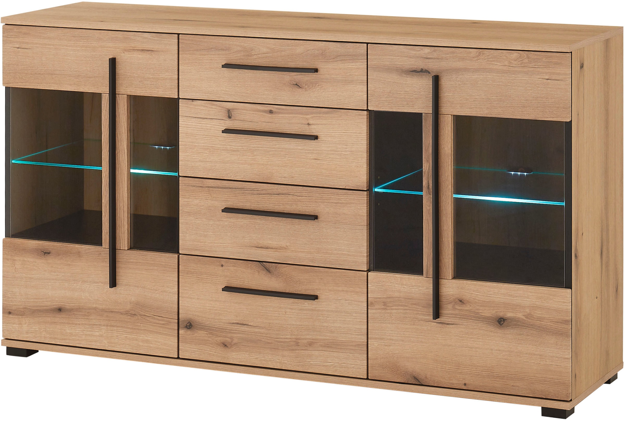 INOSIGN Sideboard »Cantara, moderner Schrank, Kommode in Eiche Evoke oder weiss«, schwarze Stangengriffe, ausreichend Stauraum, vielseitig einsetzbar