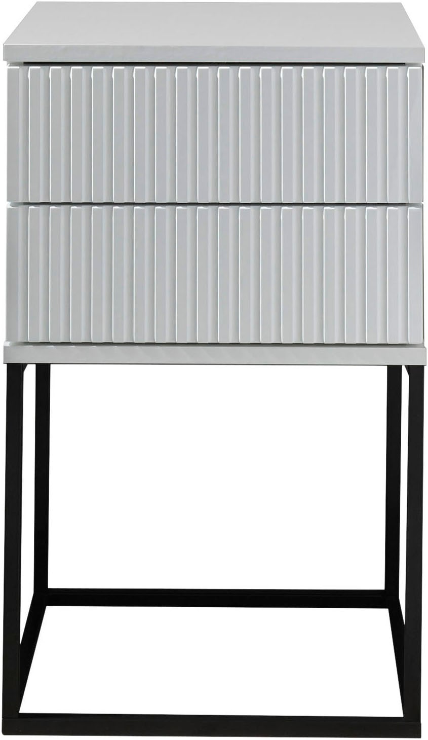 Schlafkontor Nachtkommode »Marle Nachtkonsole, Nachtkästchen auf Metall-Fussgestell« Schubkasten in Rillenoptik auf schwarzem Metallgestell