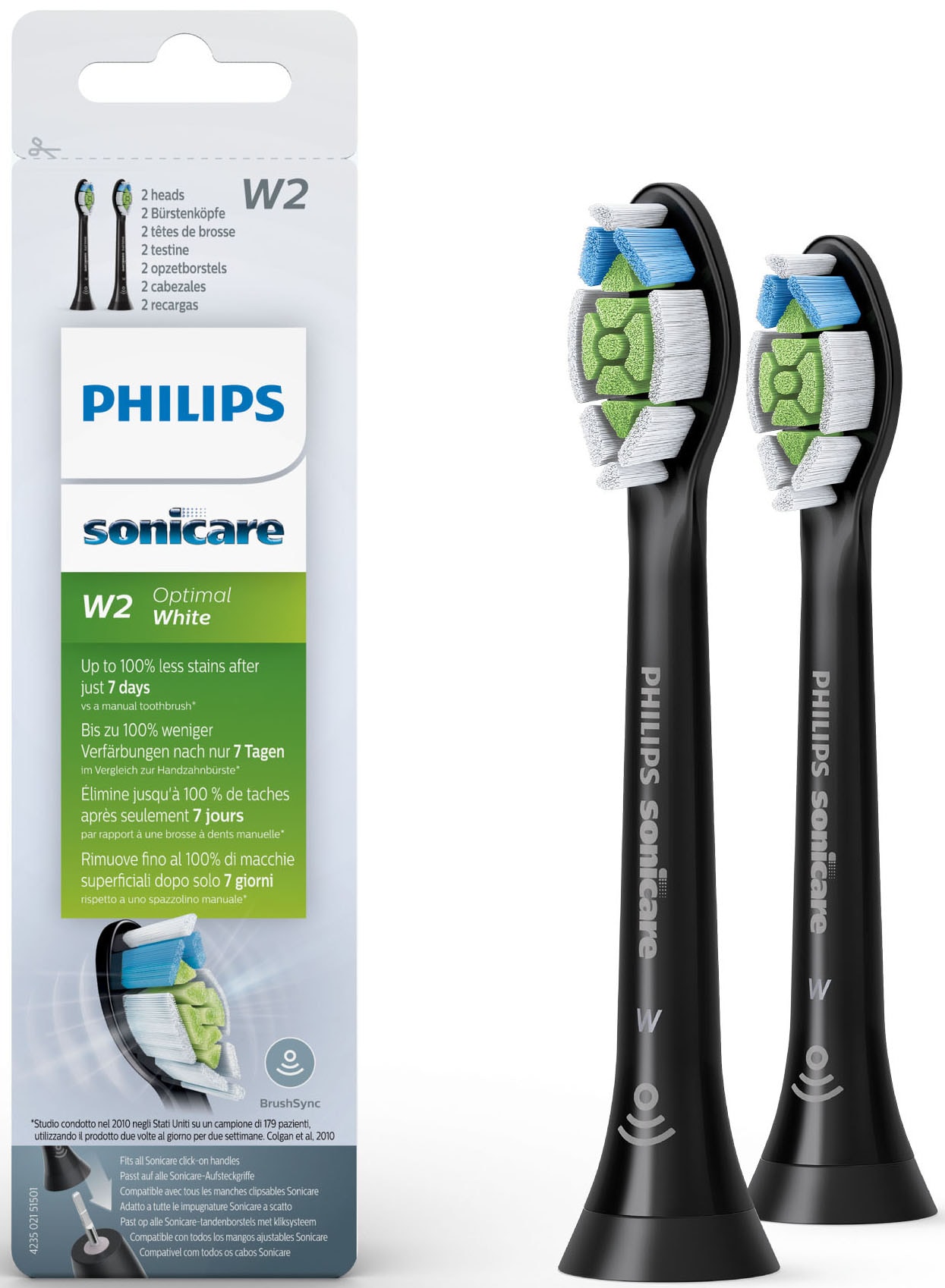 Philips Sonicare Aufsteckbürsten »Standard W2 Optimal White HX6064«, mit der Bürstenkopferkennung, Standardgrösse