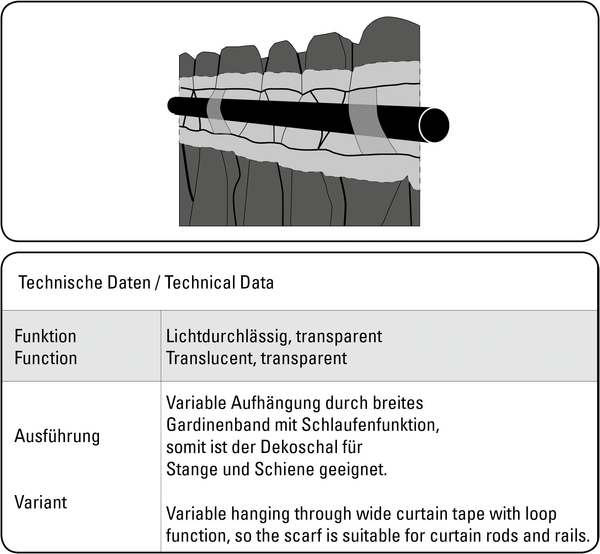GARDINIA Gardine »Schal mit Gardinenband Ausbrenner Grafik« verdeckte Schlaufen 1 Stk. tlg. Stoff Ausbrenner Graphic