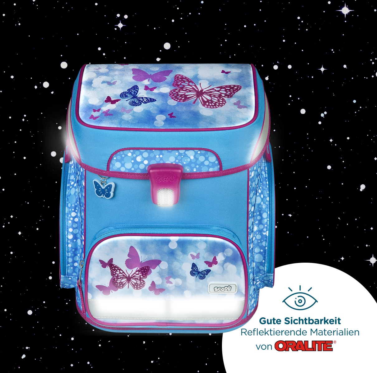 Scooli Schulranzen »EasyFit, Fly & Sparkle«, Reflektoren