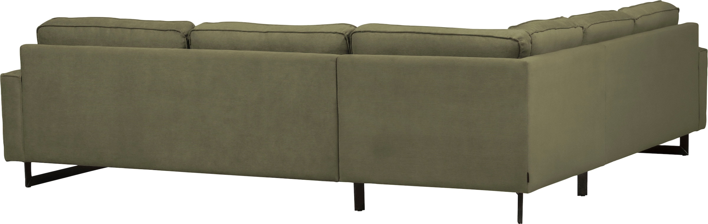 Places of Style Ecksofa »Pinto, XXL, 250/290 cm, langer Schenkel, Ottomane«, Cord, Chenille, Lederoptik, mit Keder, Metallfüsse, Wellenunterfederung