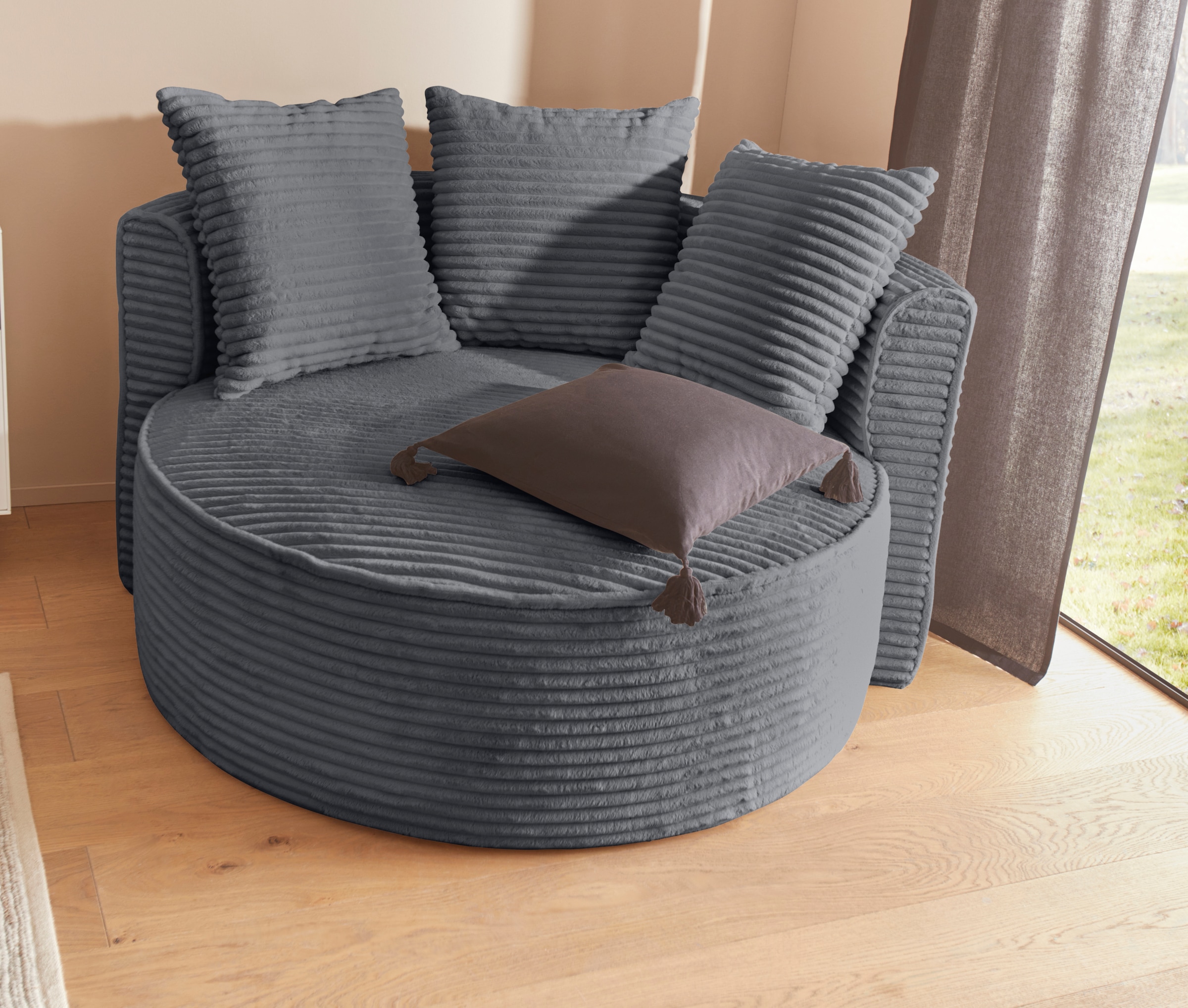 LeGer Home by Lena Gercke XXL-Sessel »Isalie, Sessel in modernen Farben, Lesesessel, Loveseat, Big-Sessel«, trendige Stoffe, mit 3 Zierkissen, grosse Sitzfläche, Hocker optional