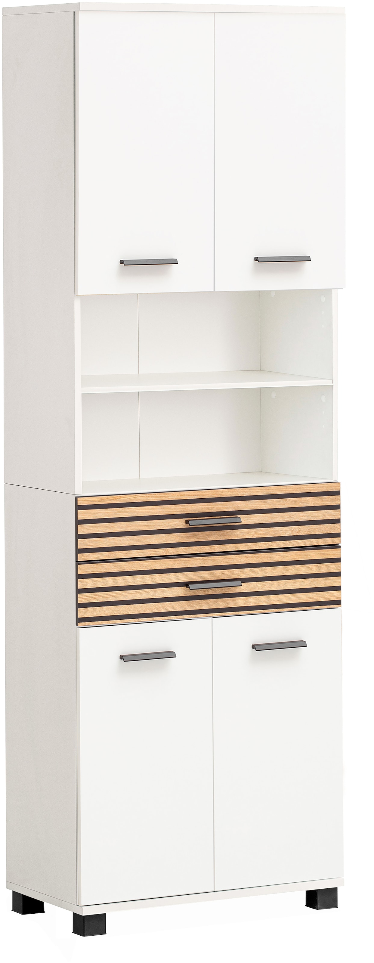 Welltime, welltime Hochschrank »Katta, Breite 59 cm« Schubladenfronten mit Akustikprint, mattweiß, akustikprint, FSC -zertifizierter Holzwerkstoff, B/