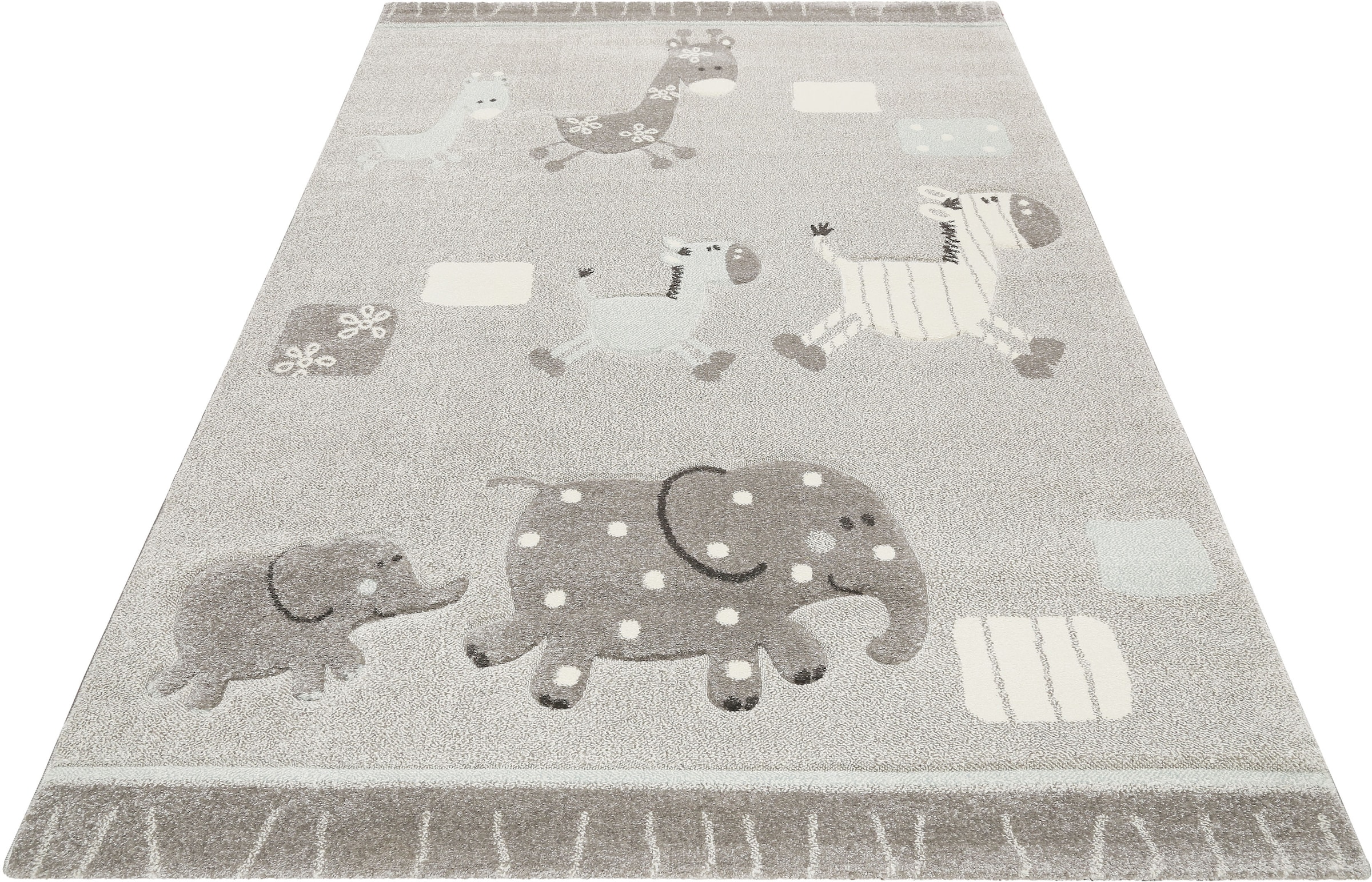 Image of Esprit Kinderteppich "Kids Lucky Zoo 2.0, ESP-24323" rechteckig 13 mm Höhe Kinder Zoo Motiv Kurzflor Teppich