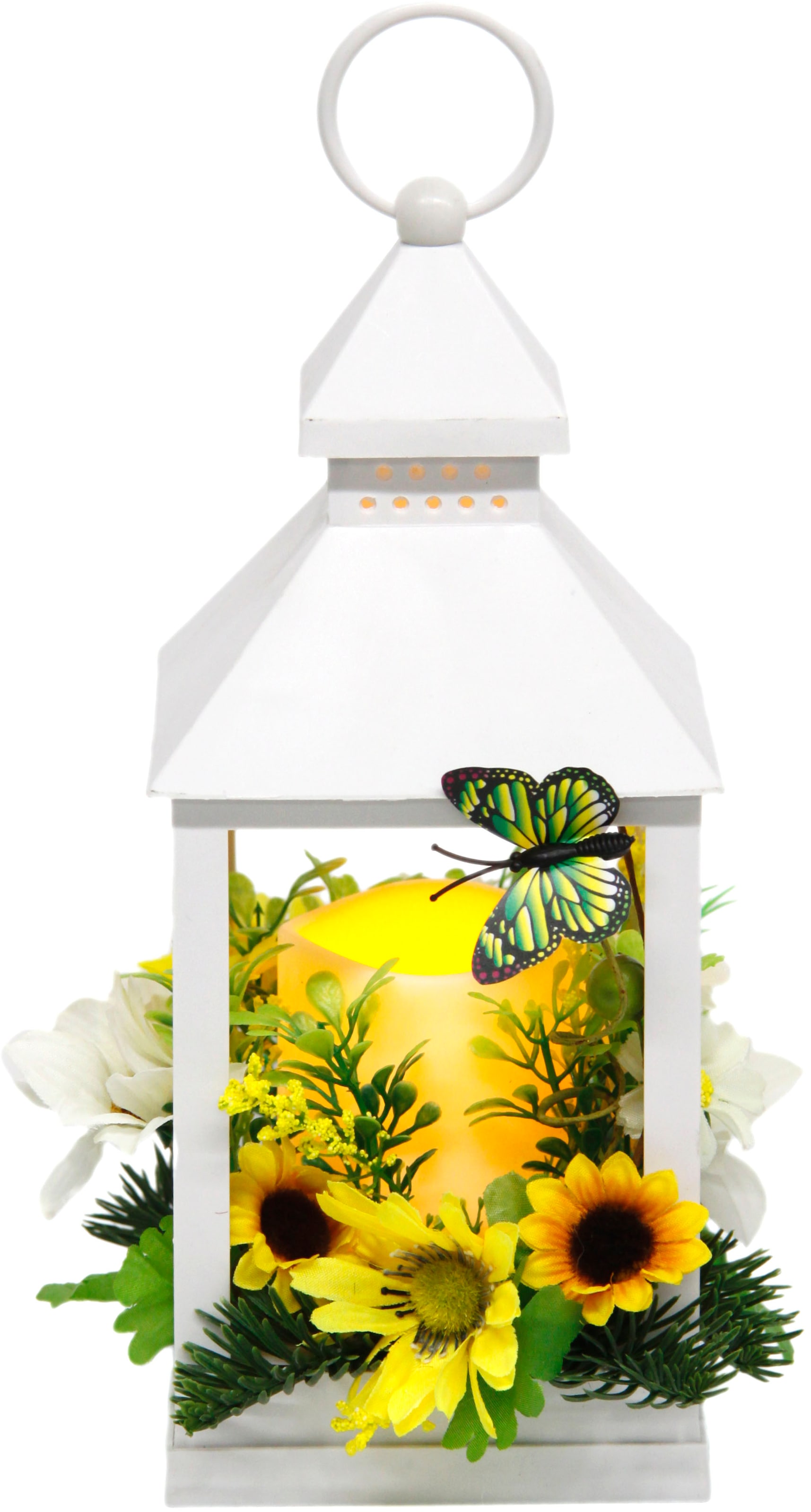 I.GE.A. Windlicht »Laterne mit Sonnenblume Schmetterling Kerze« Kerzenleuchter Kerzenhalter Kerzenlaterne Windlicht Deko
