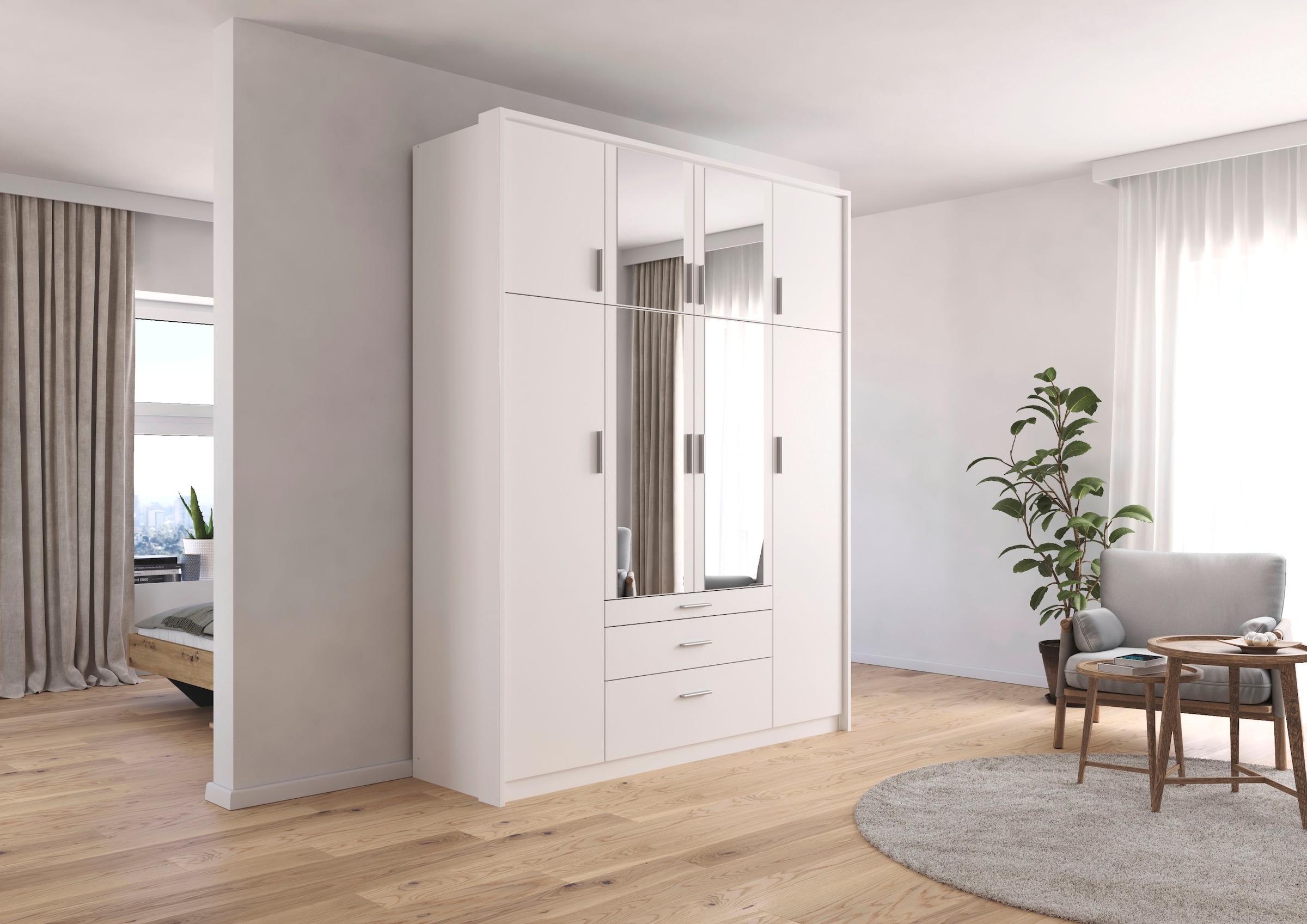 rauch Armoires à vêtements »Schrank Drehtürenschrank Garderobe Ankleide Schlafzimmer HILDESHEIM« Largeurs : 185/275 cm, hauteur 231 cm,  tiroir supérieur avec compartiments pratiques MADE IN GERMANY
