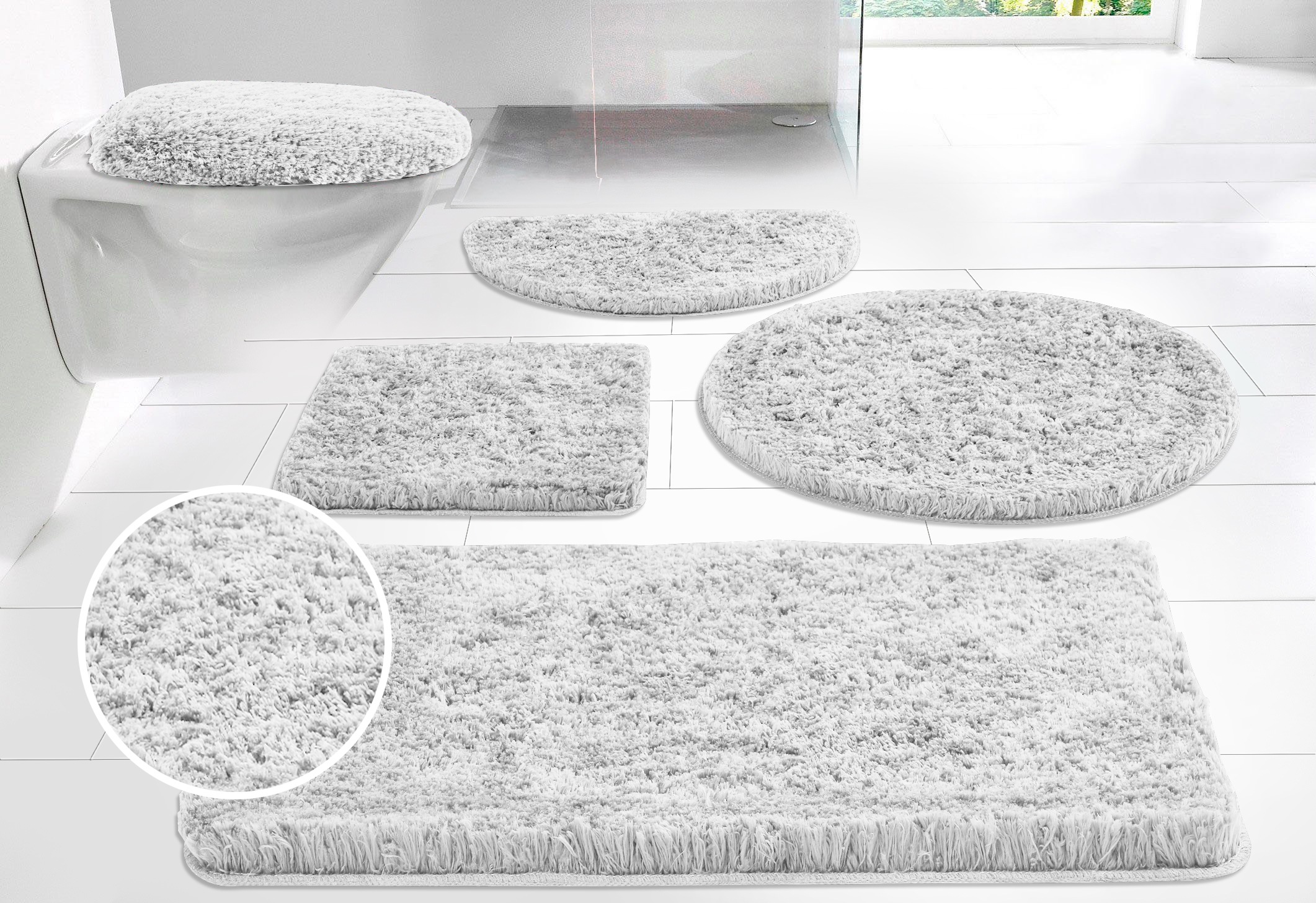 Image of GOODproduct Badematte "Micro exclusiv, Badvorleger, Badezimmer Teppich" Höhe 55 mm rutschhemmend beschichtet fussbodenheizungsgeeignet schnell trocknend strapazierfähig Badteppich, Badematten auch als 3 teiliges Set & rund erhältlich
