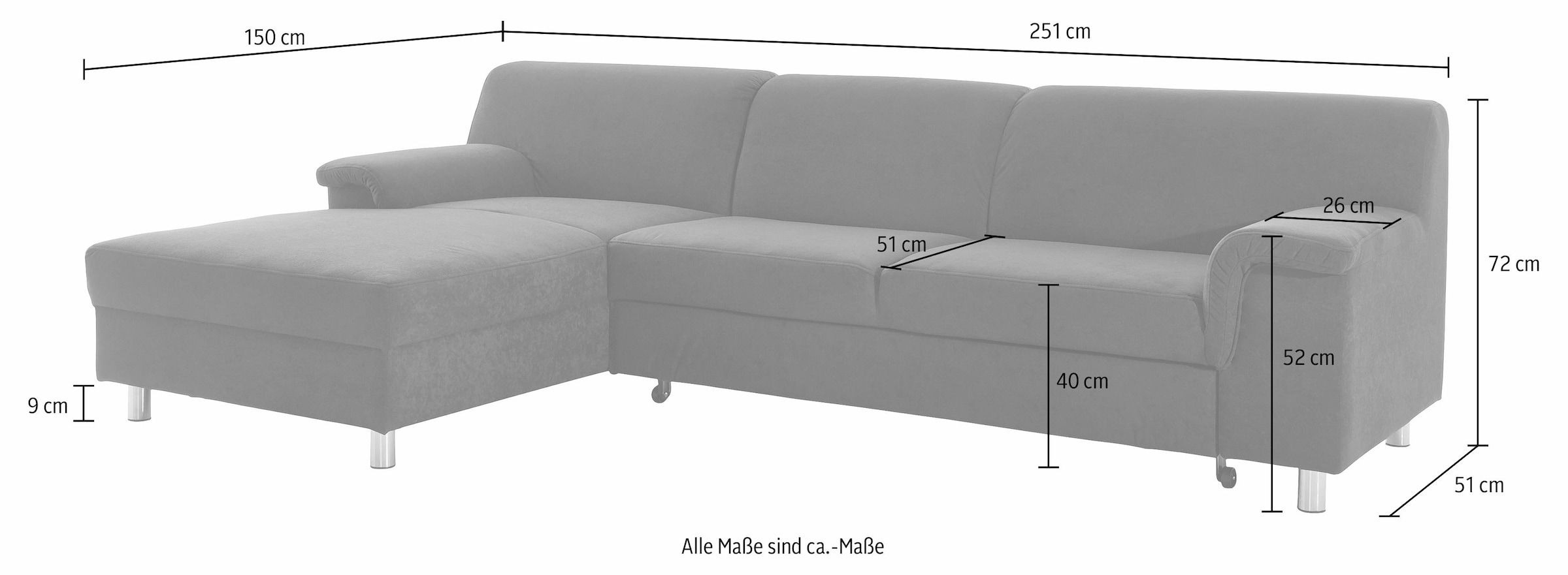 INOSIGN Ecksofa »Jamie, modern und elegant, Fusshöhe 9cm, L-Form,«, wahlweise mit Bettfunktion