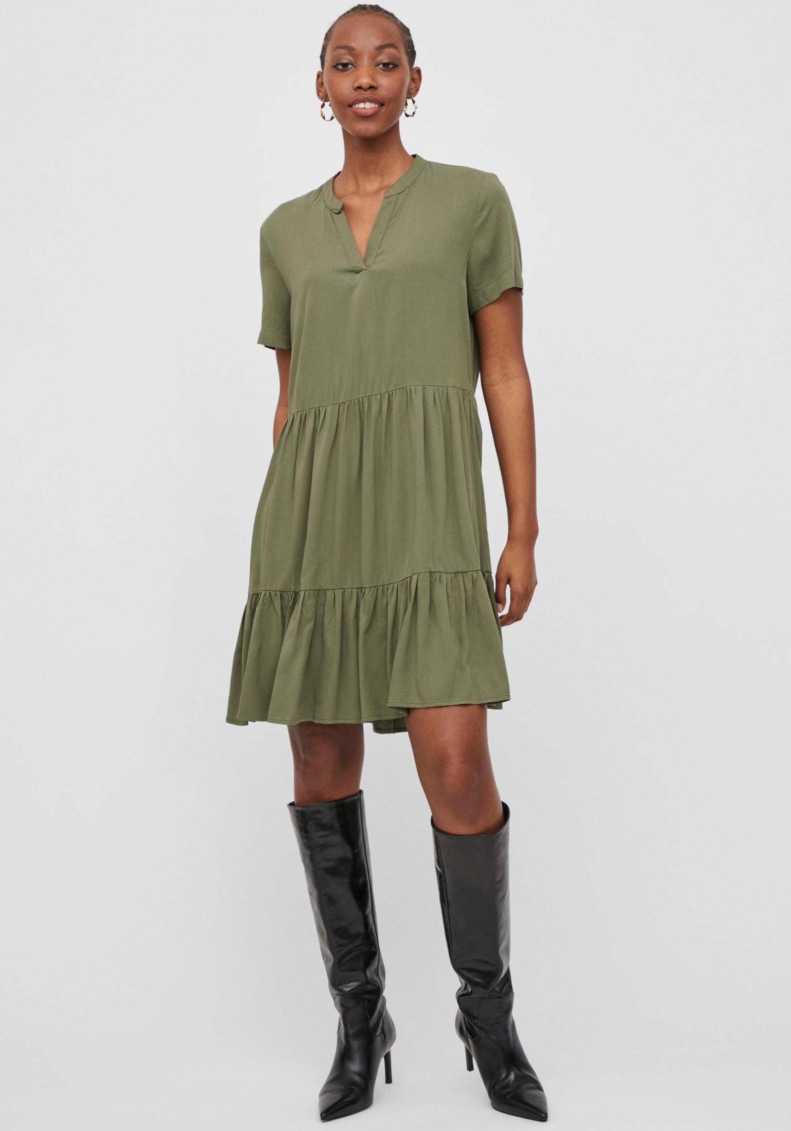 Image of Vila Sommerkleid »VIMOROSE V-NECK DRESS«, mit Split Neck Ausschnitt bei Ackermann Versand Schweiz