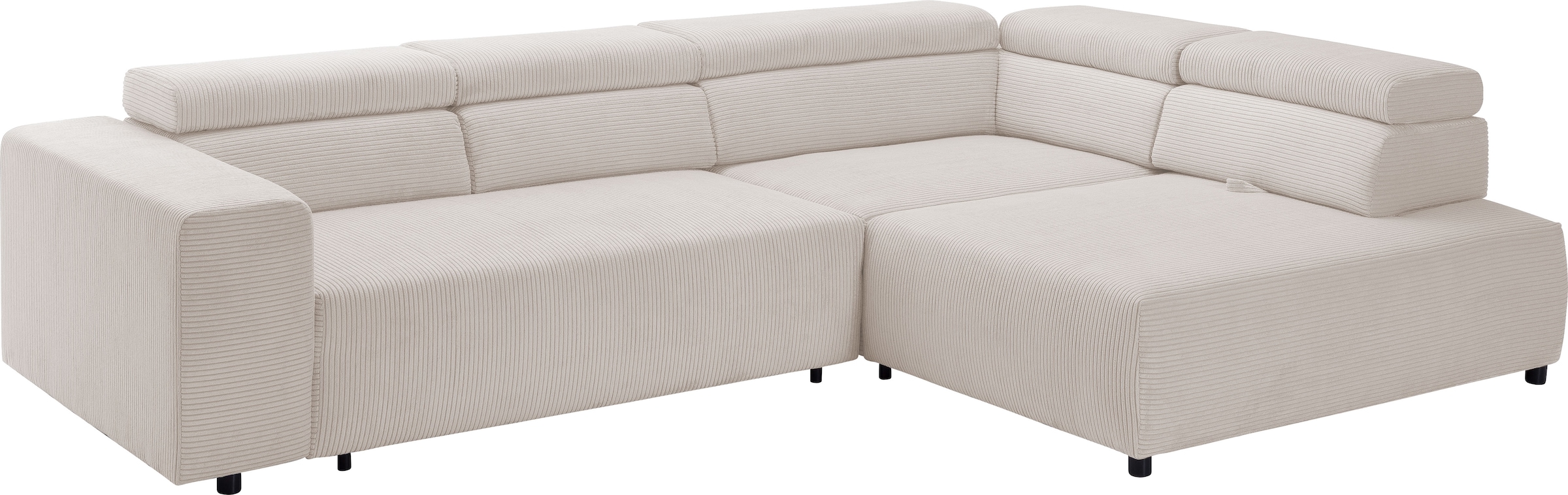 exxpo - sofa fashion Ecksofa »VITTORIO mit Komfortfunktionen, bequem und modern, Cord, L-Form«, inkl. Kopfteil- und Sitztiefenverstellung, wahlweise mit Bettfunktion