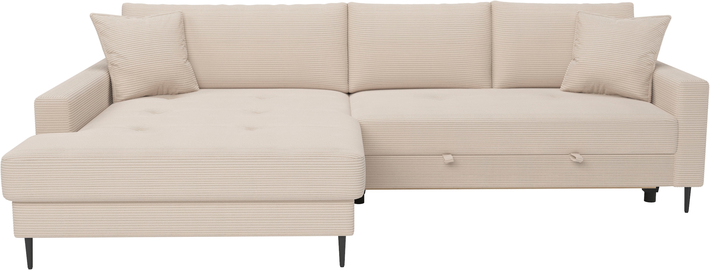 Trends by HG Ecksofa »Summer L-Form, B: 284 cm, Schlaffunktion, 2 Zierkissen« optional mit Kopfstützen, Wellenfederung, frei stellbar