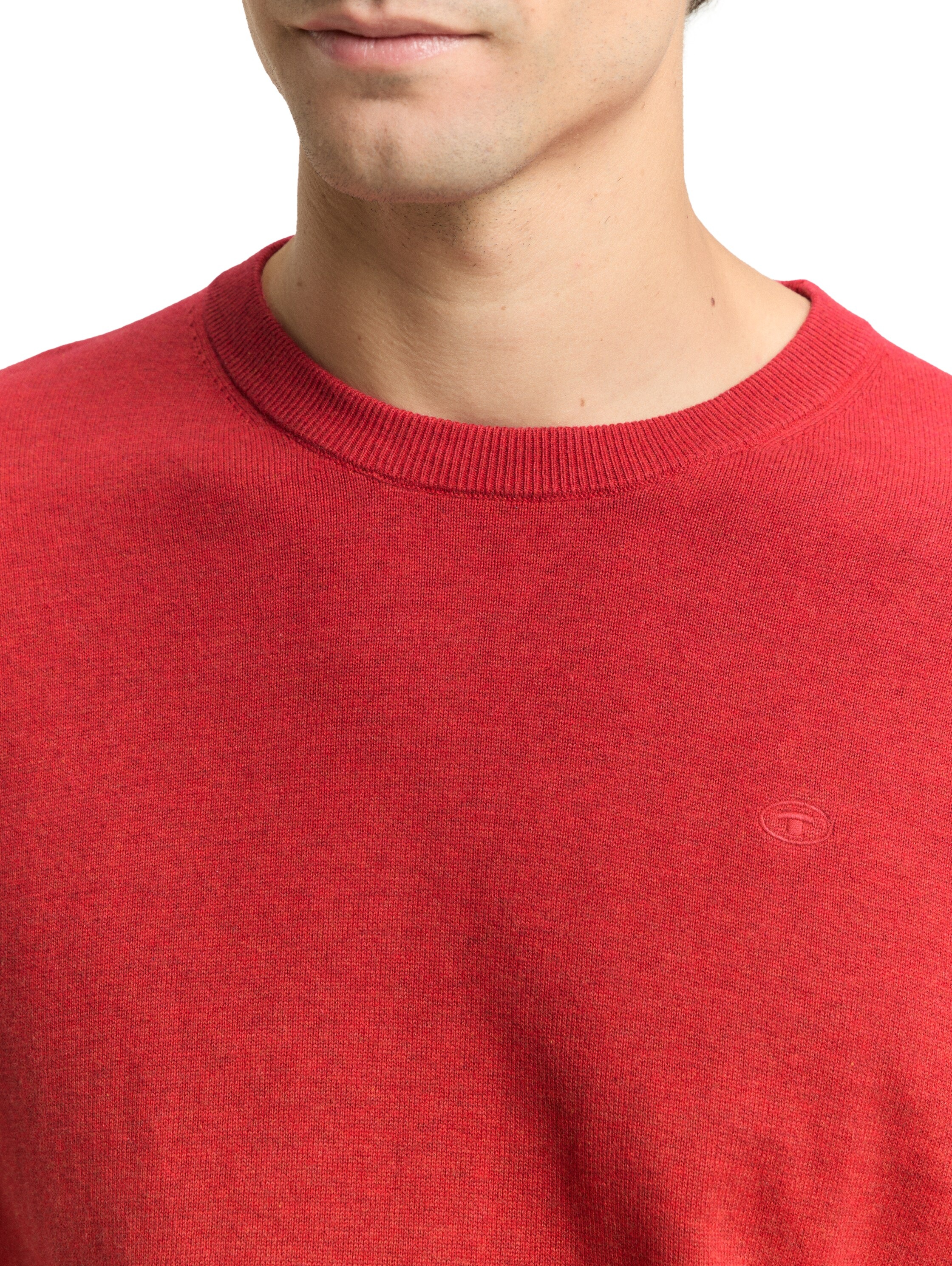 TOM TAILOR Rundhalspullover mit Logostickerei