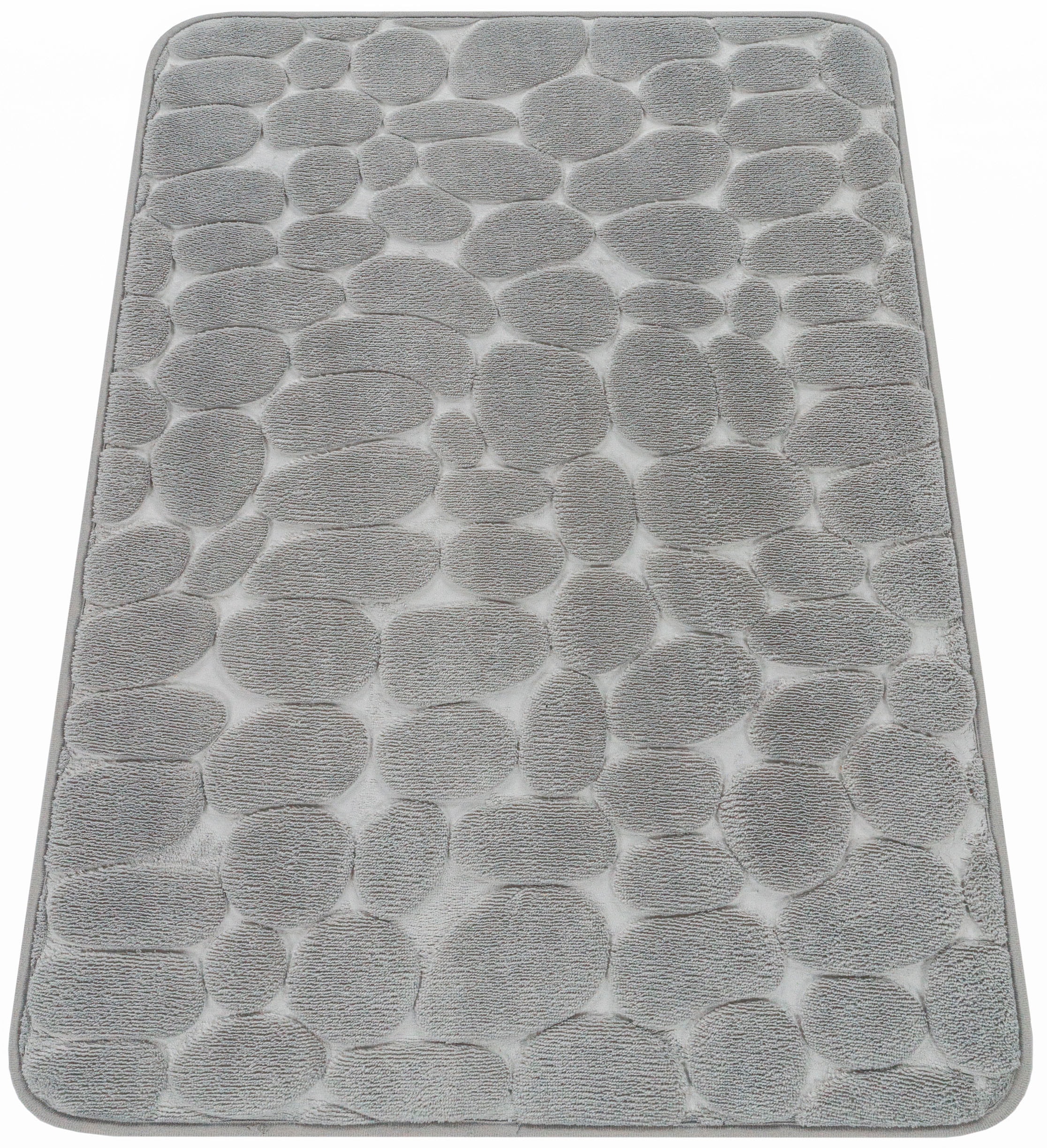 Paco Home Badematte »Corby 256«, Höhe 13 mm, fussbodenheizungsgeeignet, Badteppich, Uni Farben, Motiv Steine, Hoch-Tief Effekt