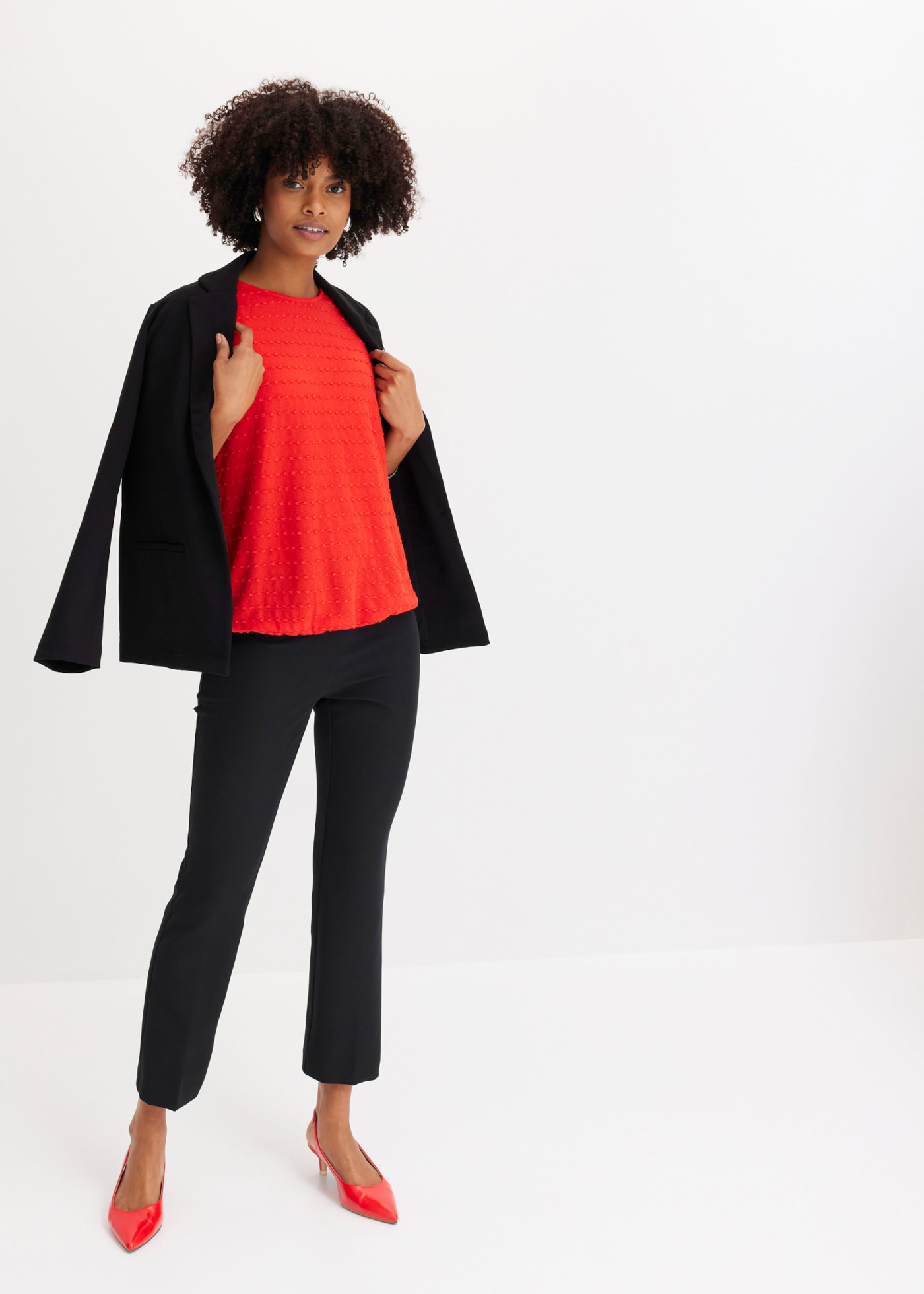 bonprix T-shirt tunique Oversize-Passform, ohne Kragen, aus Polyester, Viskose und Elasthan