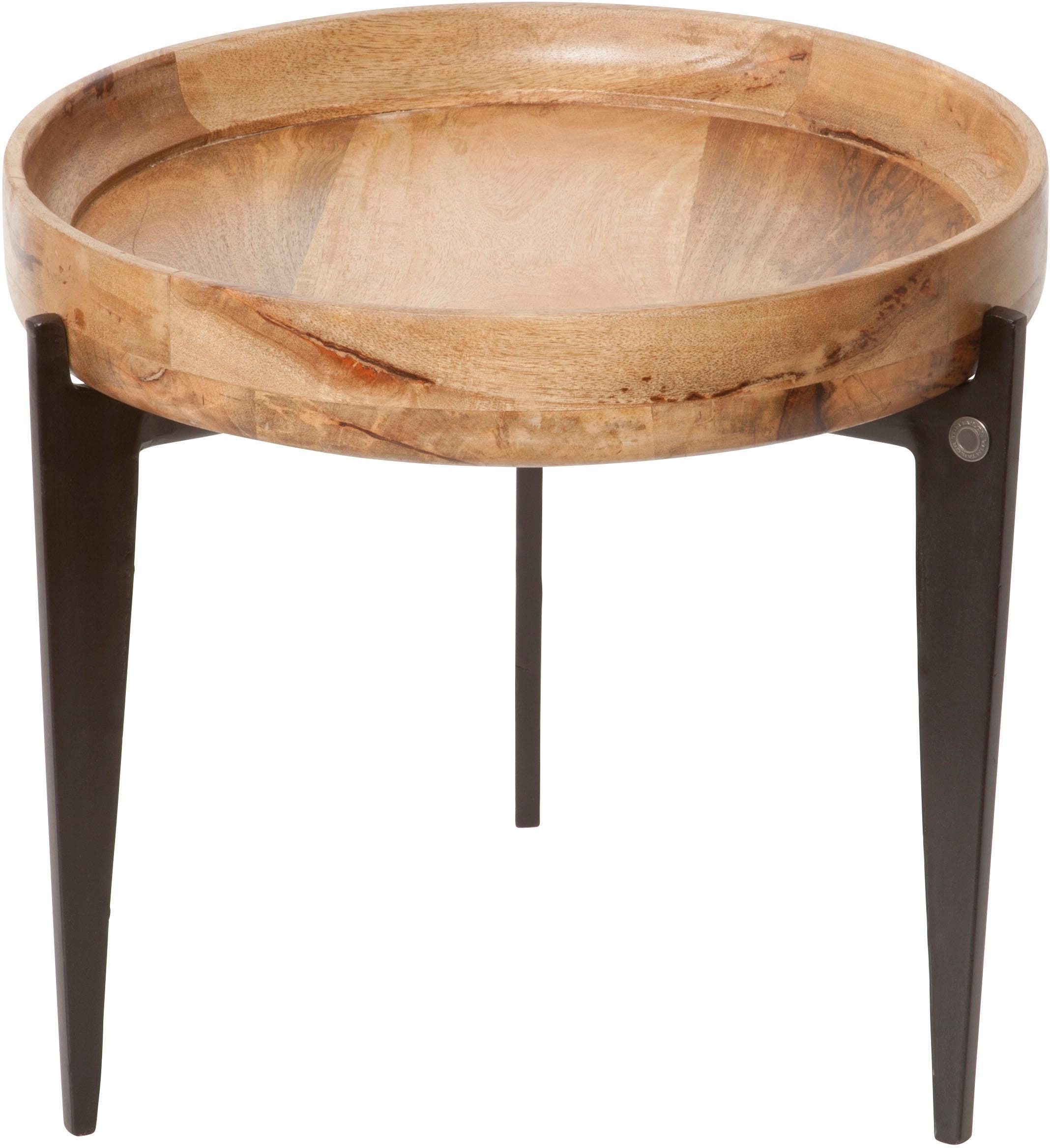 SIT Table d'appoint »Ø 46 cm Mangoholz mit Tablettfunktion & Metallgestell« Plateau de table amovible pouvant aussi servir de plateau pratique