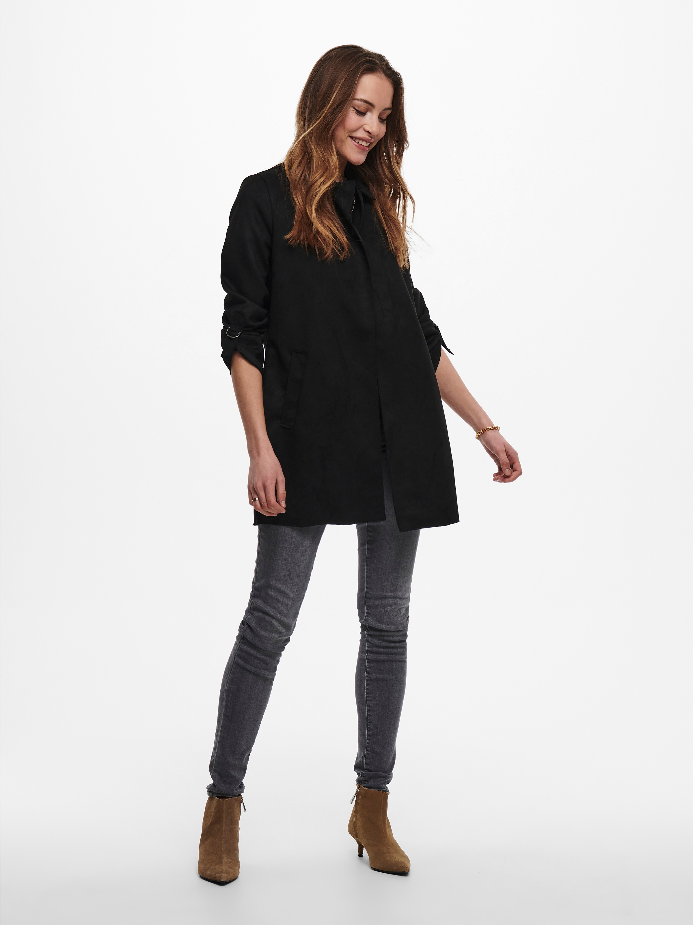 ONLY Langjacke »ONLJOLINE FAUX SUEDE COAT LIFE CC OTW«, ohne Kapuze, mit Reverskragen