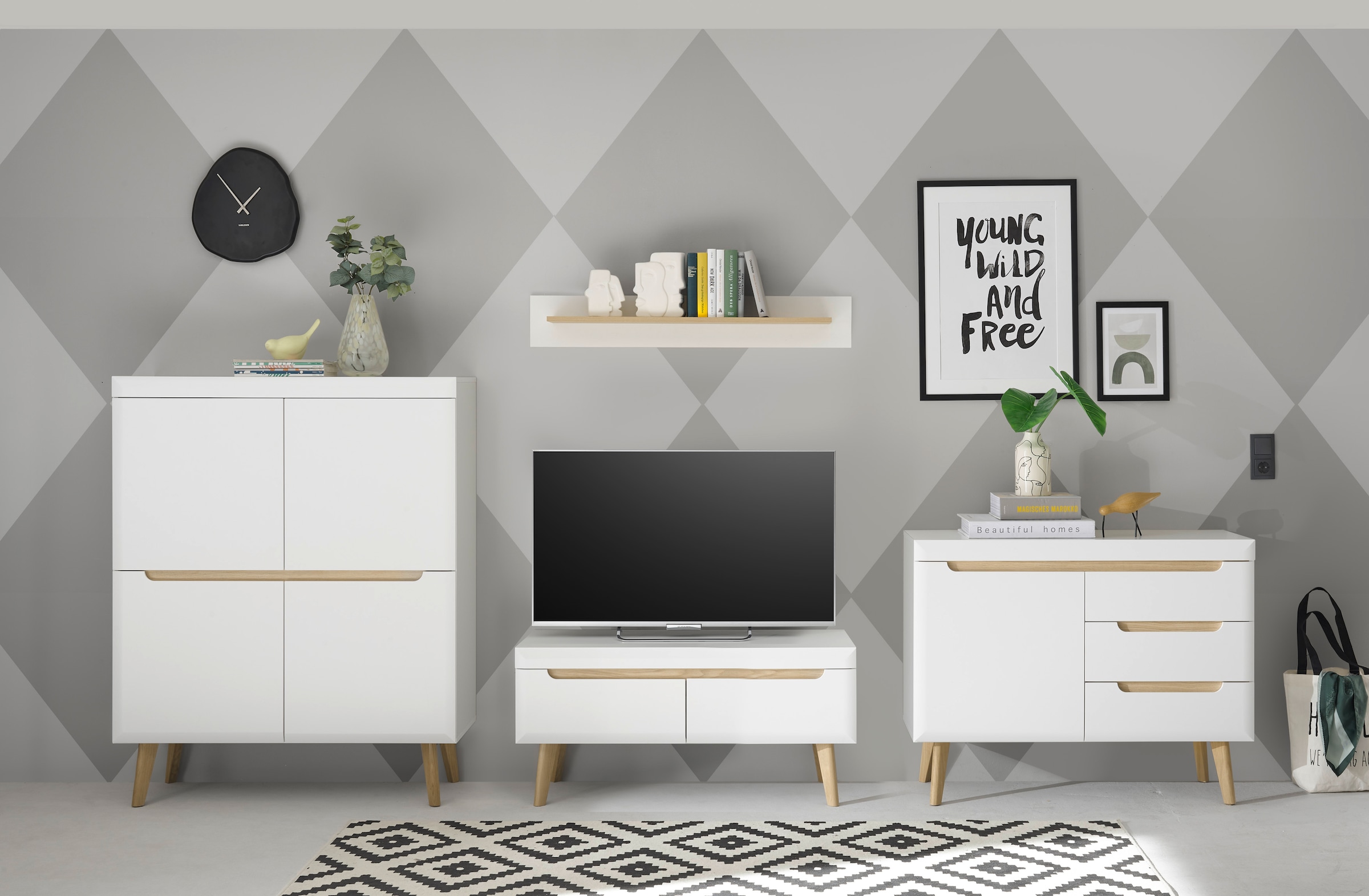 Image of Home affaire Wohnwand "Torge, Anbauwand, Schrankwand, Mediawand, Wohnzimmer-Set" 4 Stk. tlg.