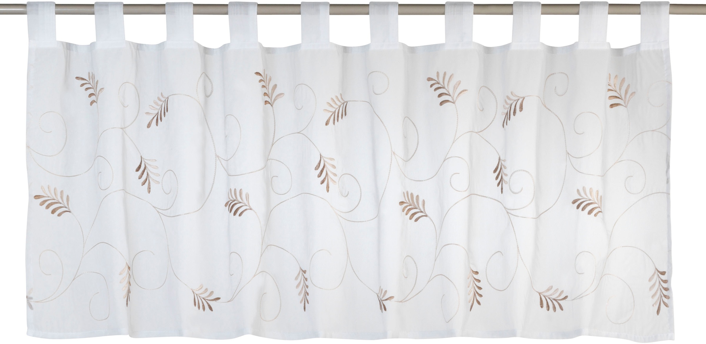 Image of ELBERSDRUCKE Scheibengardine »Salon«, (1 St.), Bistrogardine mit Schlaufen Salon 06 weiss-braun 48x140 cm transparent bei Ackermann Versand Schweiz