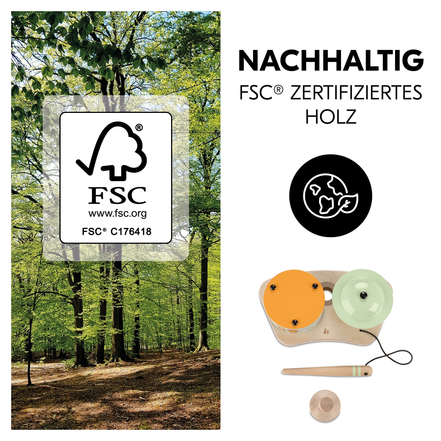 Hauck Spielzeug-Musikinstrument »Play Drums S, hauck Animals« für Hauck Play Tray; FSC® - schützt Wald