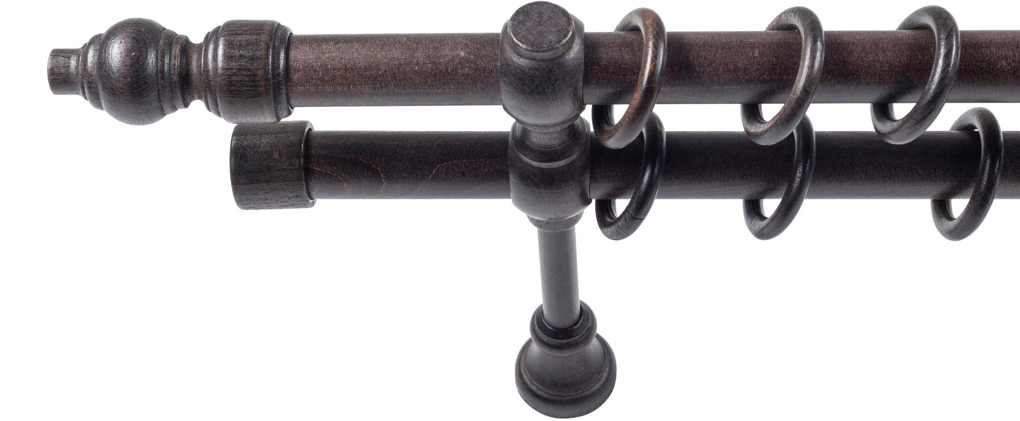 SN DECO GROUP Gardinenstange »Filigrano«, 2 läufig-läufig, Fixmass, 28 mm, Holz, verschiedene Längen und Farben, Komplettset