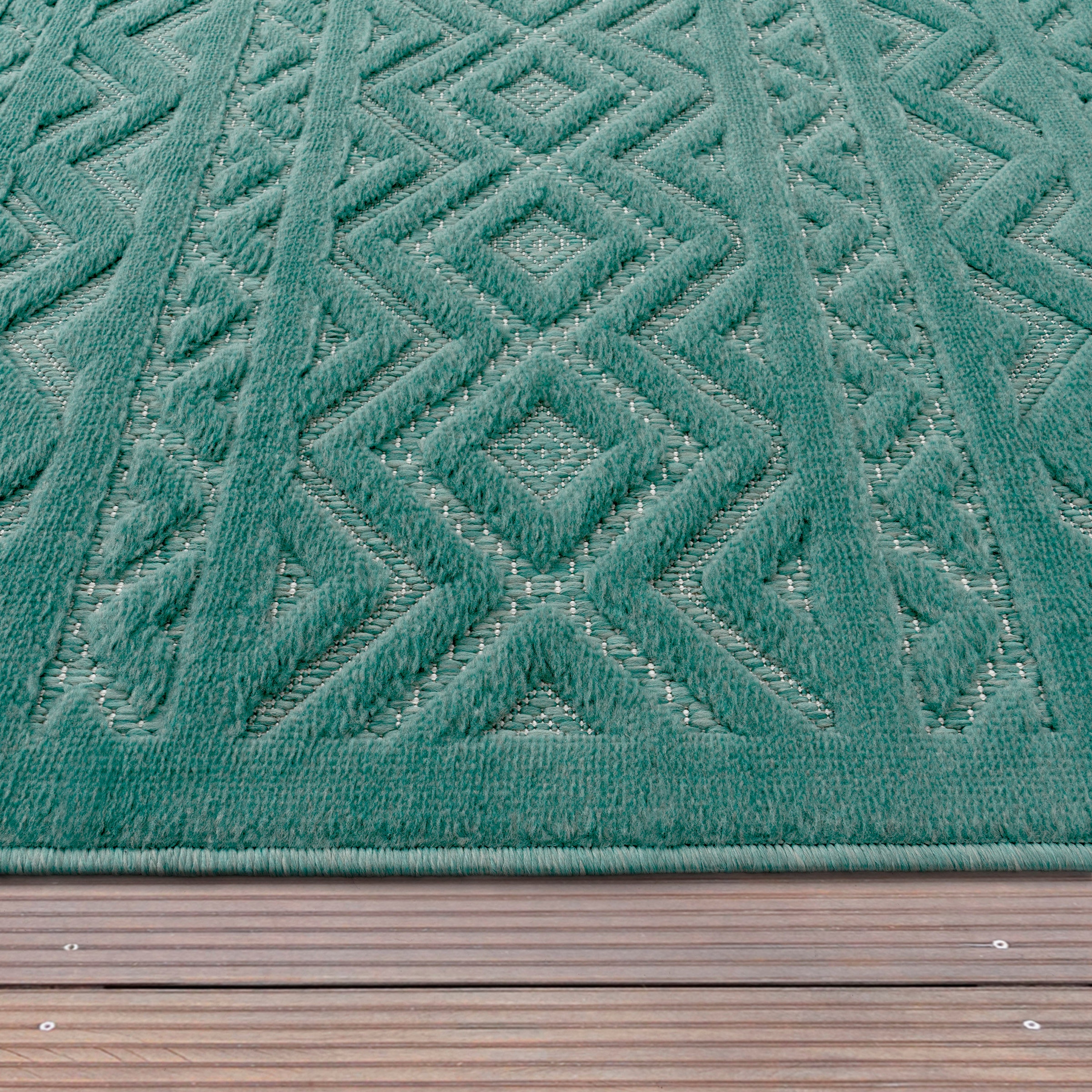 Paco Home Teppich »Livorno 673«, rechteckig, Uni-Farben, Scandi, Rauten  Muster, Hoch-Tief Effekt, Outdoor geeignet kaufen
