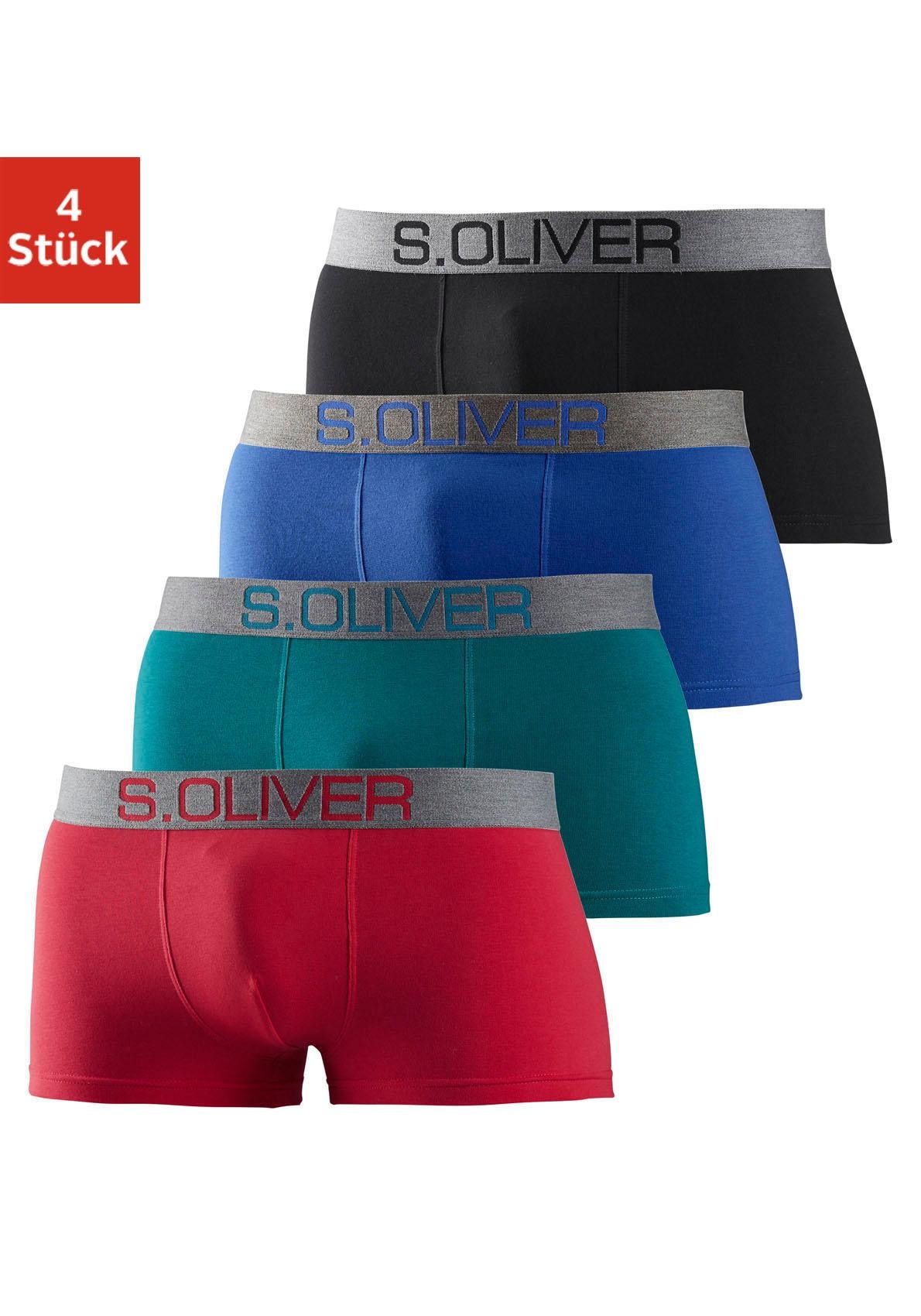 s.Oliver Boxershorts, (Packung, 4 St.), in Hipster-Form mit  kontrastfarbenem Webbund versandkostenfrei auf