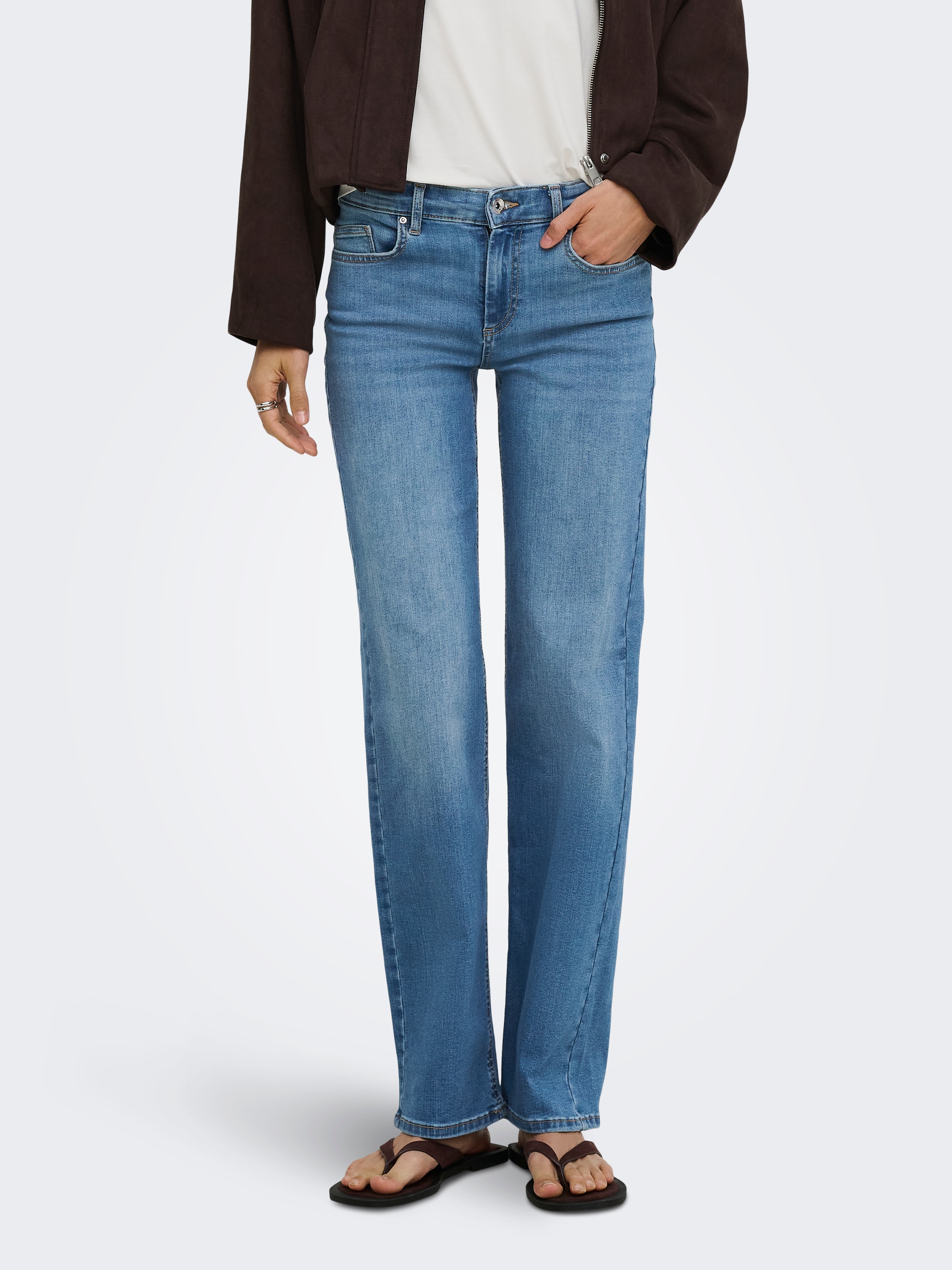 ONLY Jeans droit »ONLWINNIE  MID STRAIGHT DNM« Baumwollmischung, straight fit, mid waist