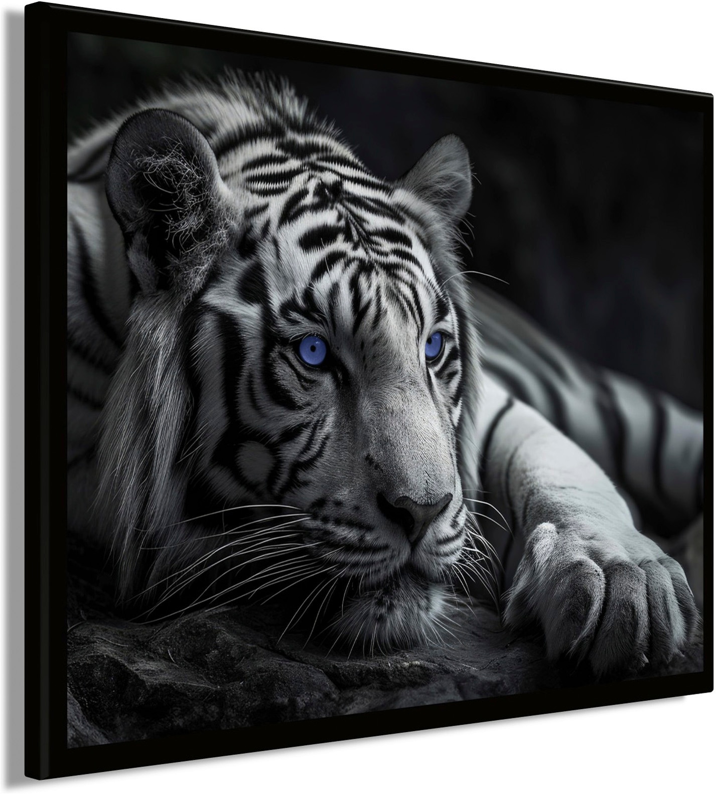 Bönninghoff Bild mit Rahmen »Wandbild gerahmt TIGER MIT BLAUEN AUGEN 40x50 cm – Tierbild Natur« Raubkatzen | Tiger | Wildtiere mit dekorativem Rahmen