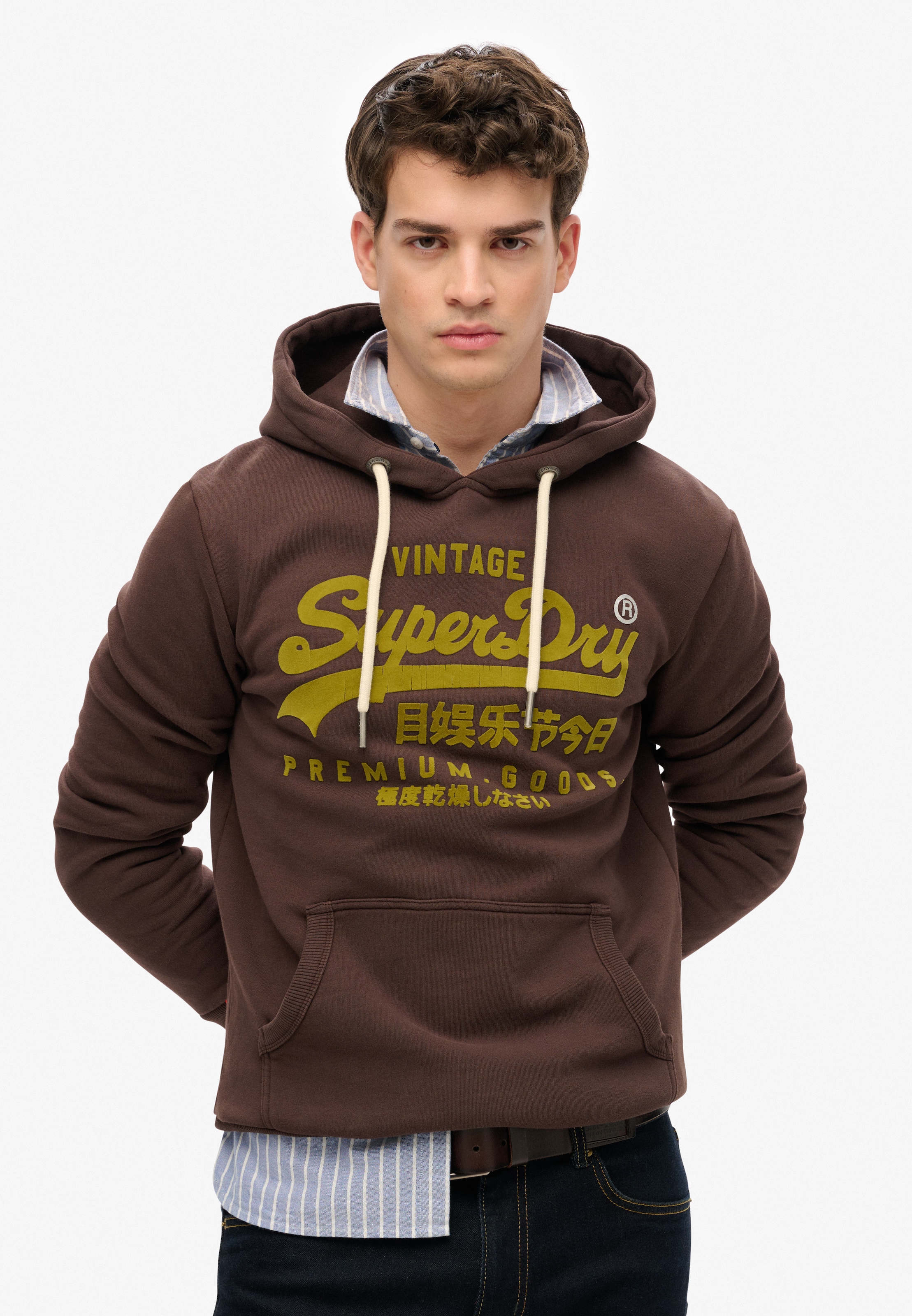 Image of Superdry Kapuzensweatshirt "VL TONAL RELAXED HOOD", aus Baumwollmischung, Relaxed Fit, mit Rippbündchen