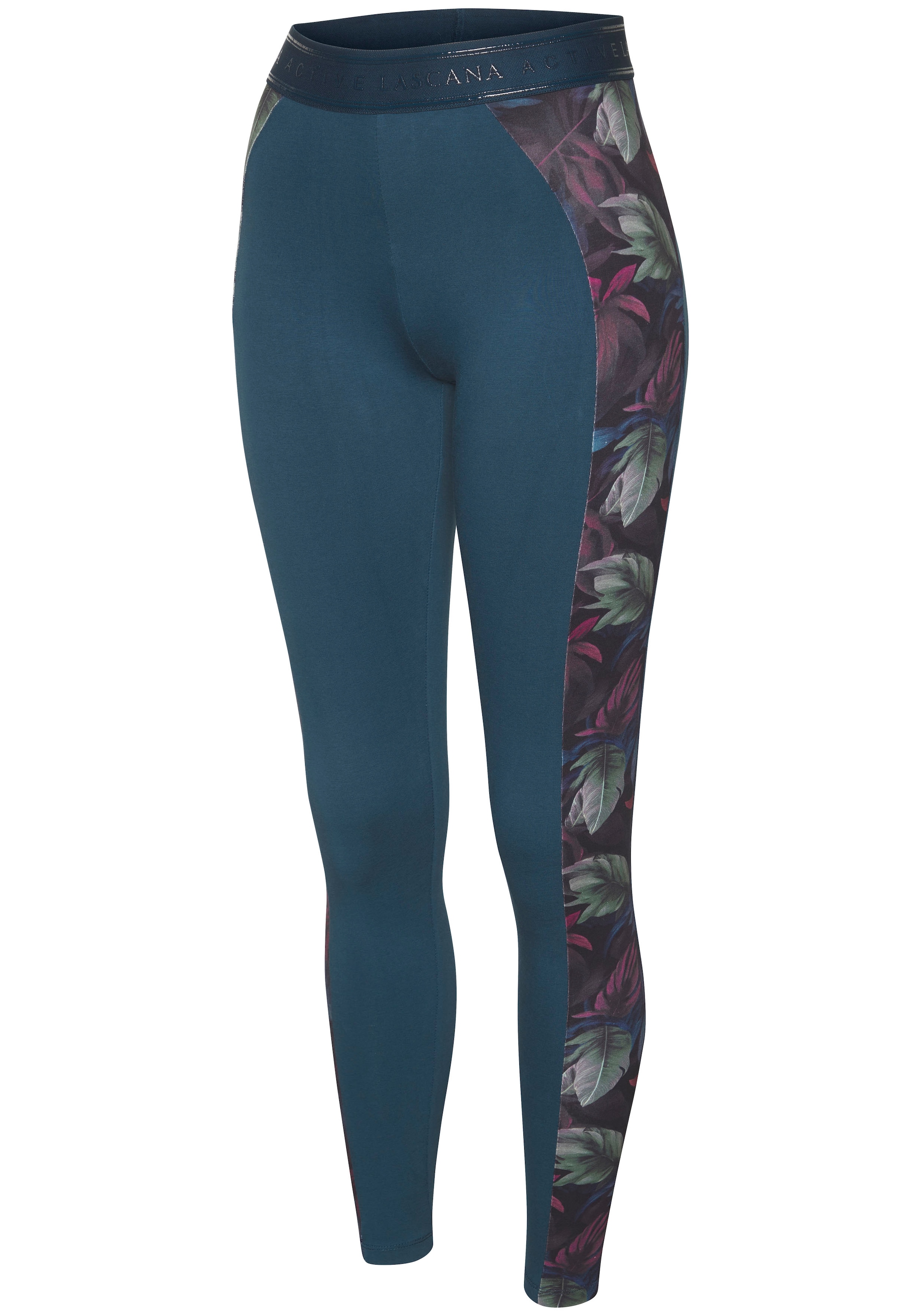 LASCANA ACTIVE Funktionsleggings, Sportleggings mit seitlichen floralen Einsätzen