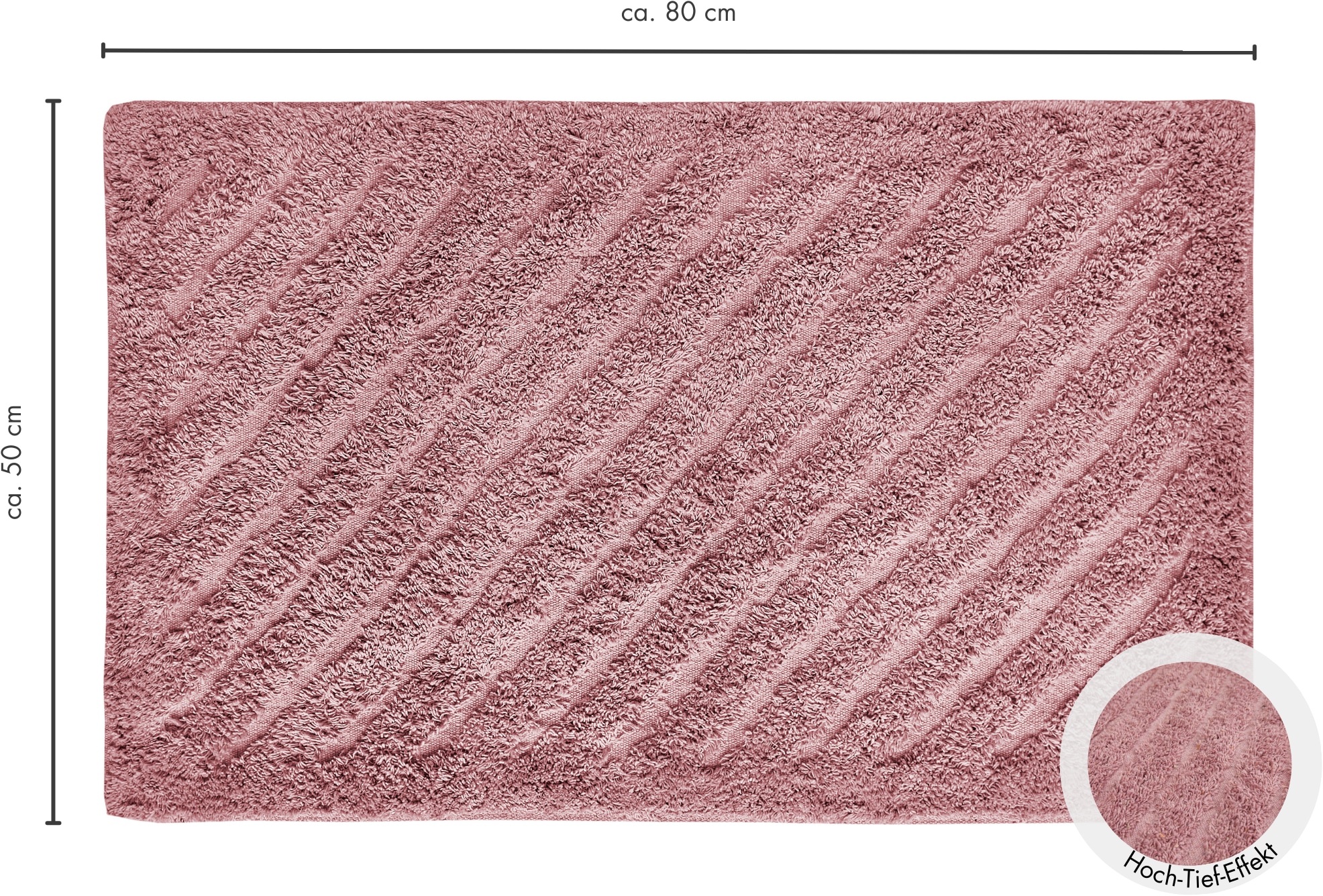Andiamo Badematte »Havanna, 50x80 cm«, fussbodenheizungsgeeignet-schnell trocknend, Badteppich, Uni Farben, Hoch-Tief Effekt, verschiedene Designs