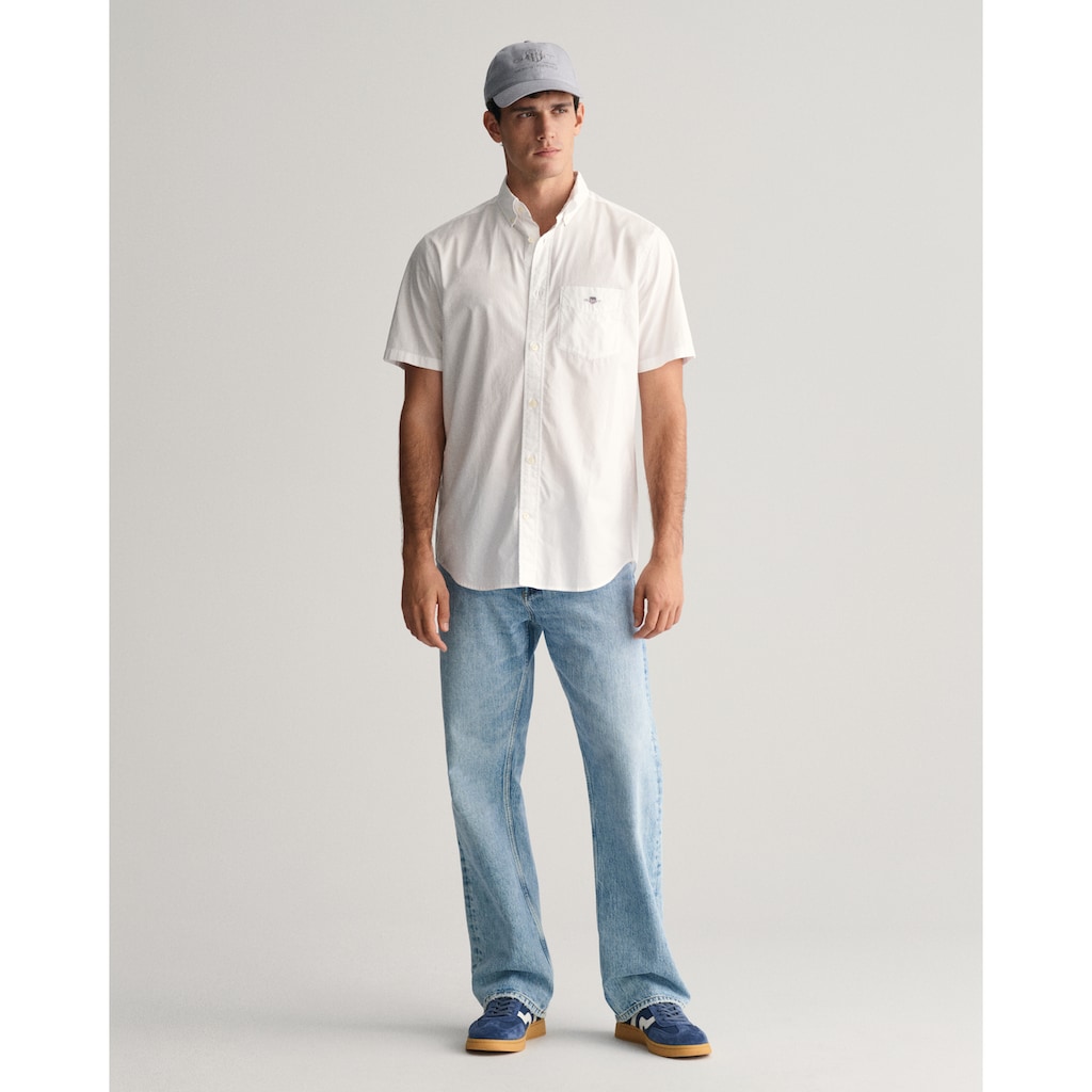 Gant Kurzarmhemd »Regular Fit Popeline Hemd leicht strapazierfähig pflegeleicht«, mit einer kleinen Logostickerei auf der Brusttasche