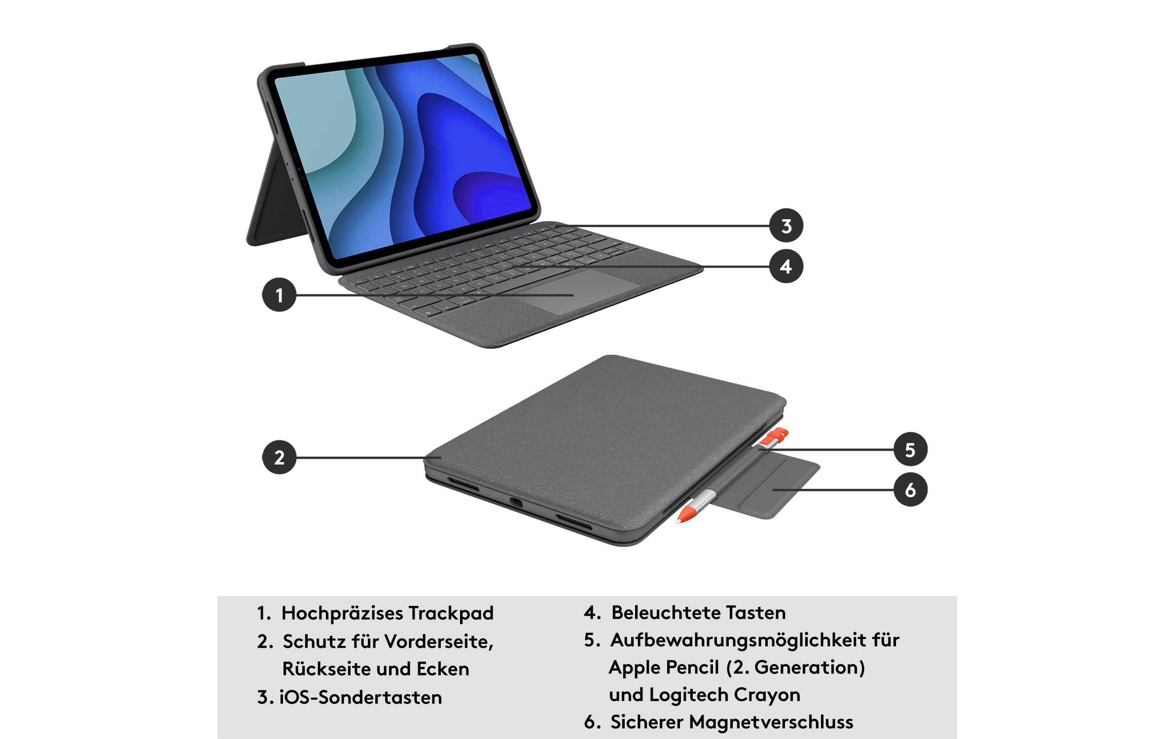 Logitech Tablet-Hülle »Tastatur Cover Foli«, iPad Pro 11" (1. & 2. Generation)-iPad Pro 11" (3. Generation)