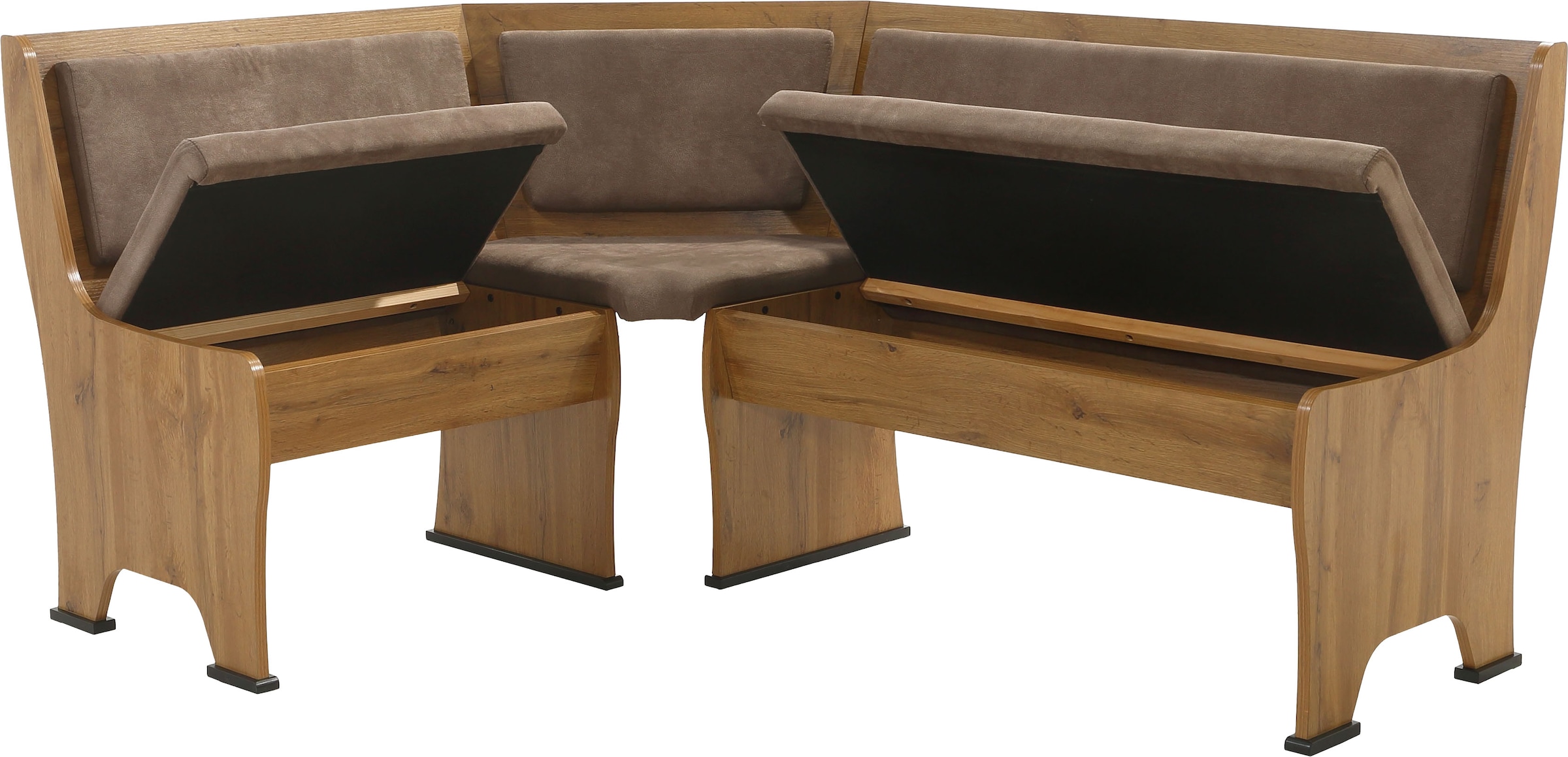 GOODproduct Ensemble de bancs d'angle »Theo (Set, 4-tlg. Tisch, Bank und 2 Stühle) 2 Farben wählbar« Bank links/rechts montierbar, mit Stauraum, Stühle im 2er Set