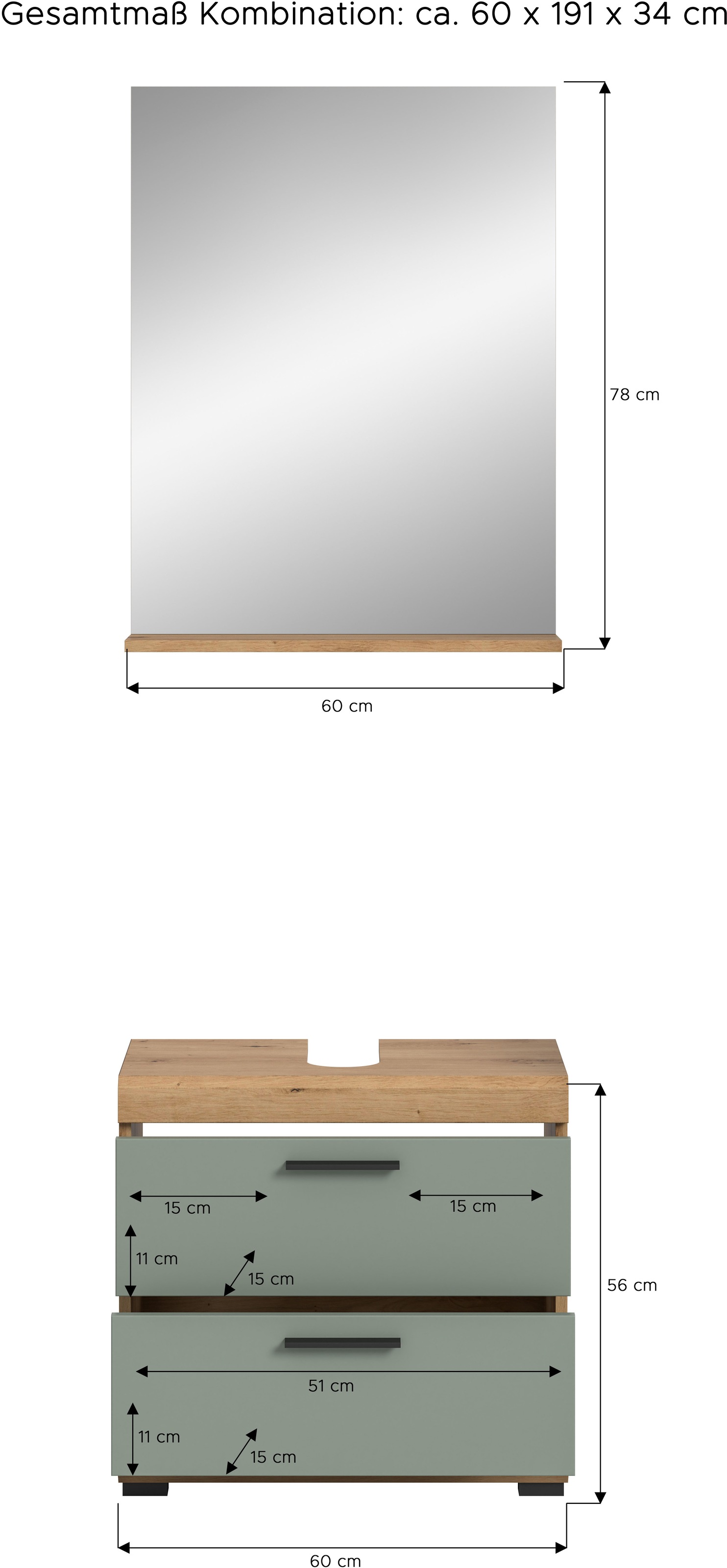 INOSIGN Badmöbel-Set »Siena, 2 teilig, bestehend aus: Waschbeckenunterschrank, Spiegel« Set, TOPSELLER!, 2 Stk. tlg.