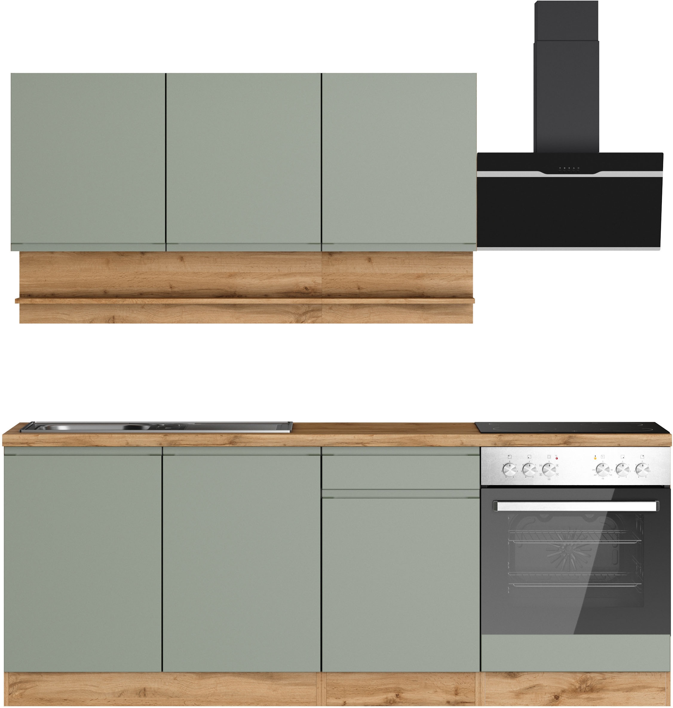 Image of KOCHSTATION Küchenzeile "KS-Virginia,neu in verbesserter Ausführung" Arbeitsplatte 38 mm stark, Stauraum, Softclose, Breite 210 cm,Soft-Close,wahlweise mit E-Geräten