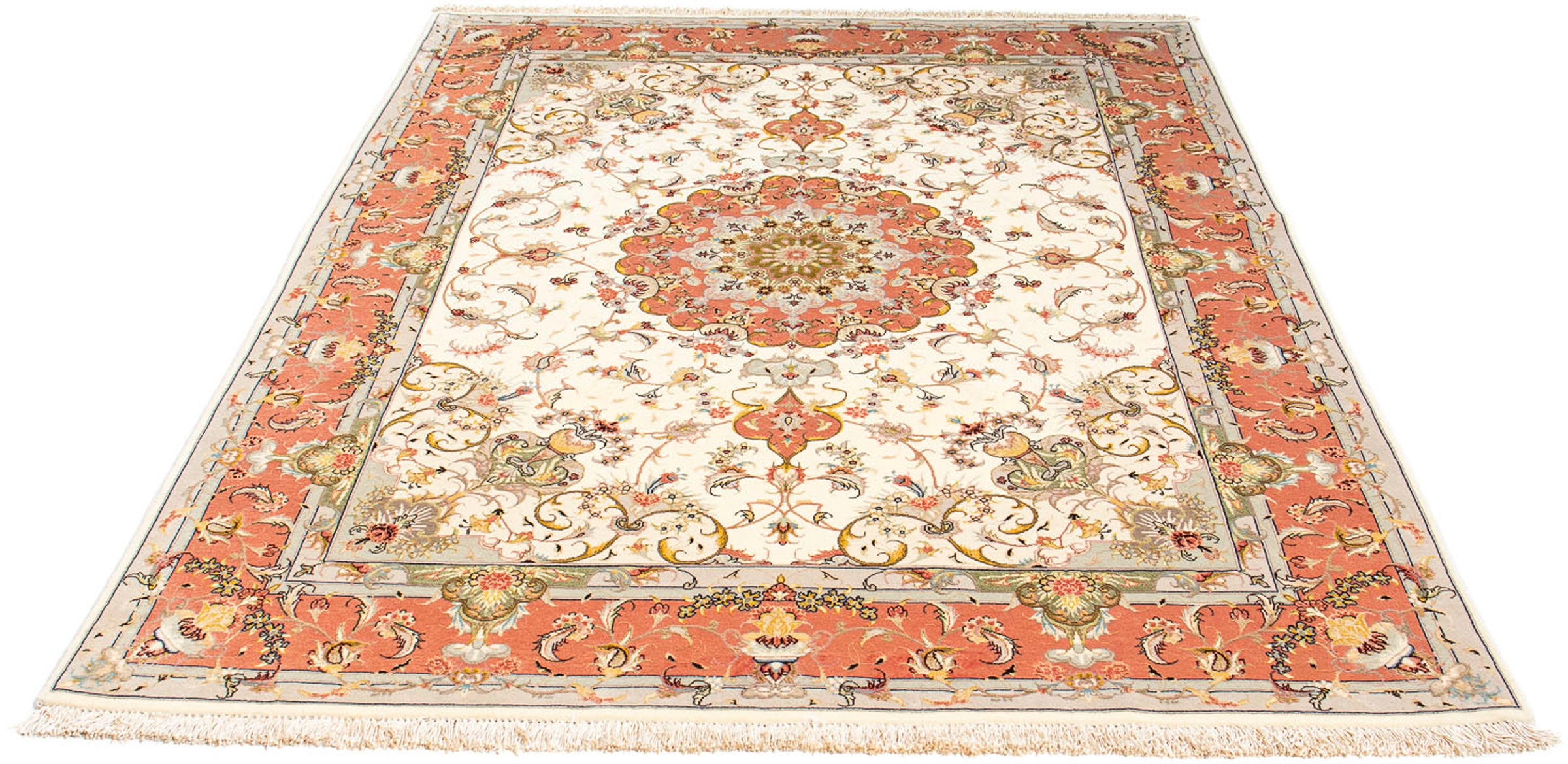 Image of morgenland Orientteppich »Perser - Täbriz - Royal - 198 x 150 cm - beige«, rechteckig, 7 mm Höhe, Wohnzimmer, Handgeknüpft, Einzelstück mit Zertifikat bei Ackermann Versand Schweiz